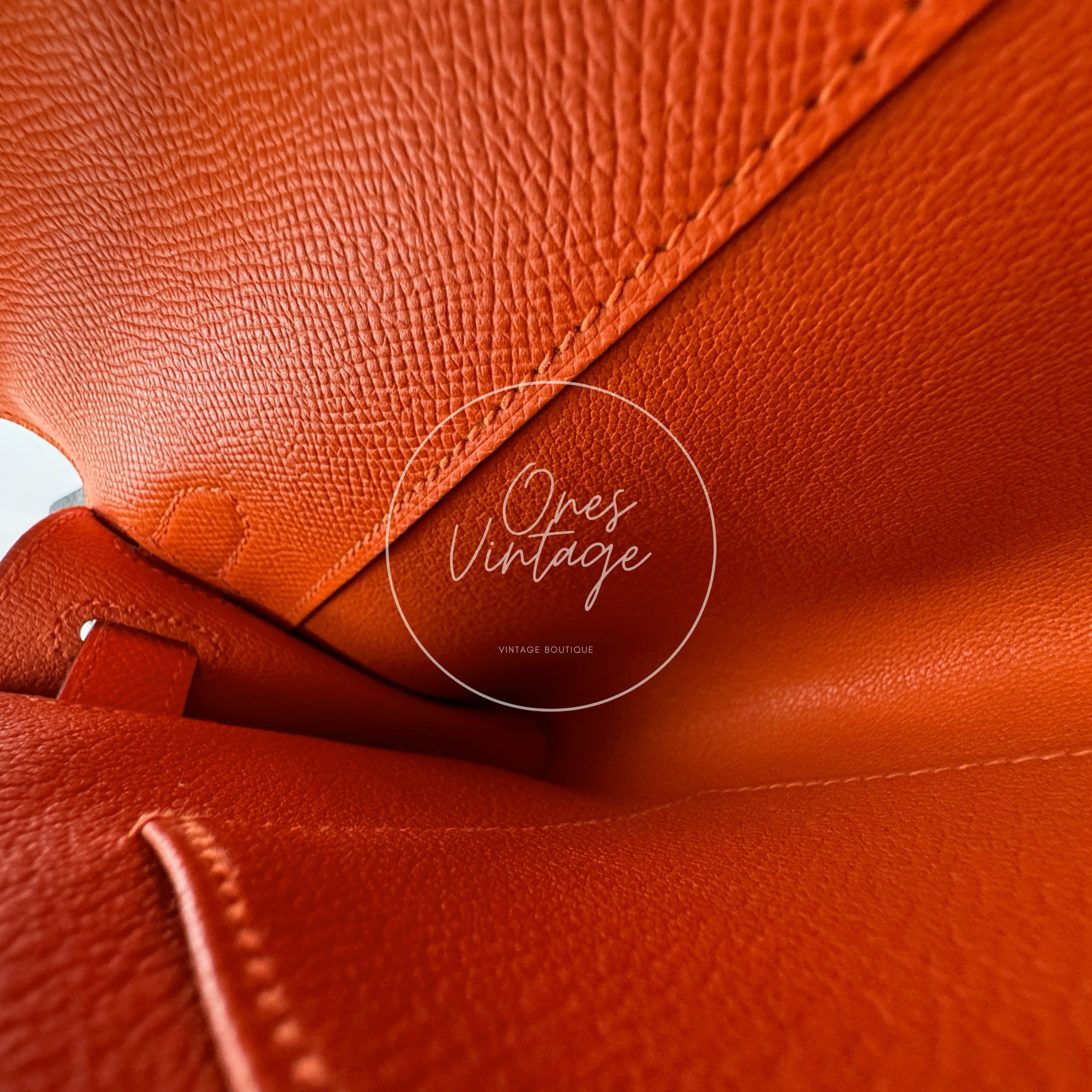 Hermes Kelly Cut Clutch Epsom PHW Orange Square R