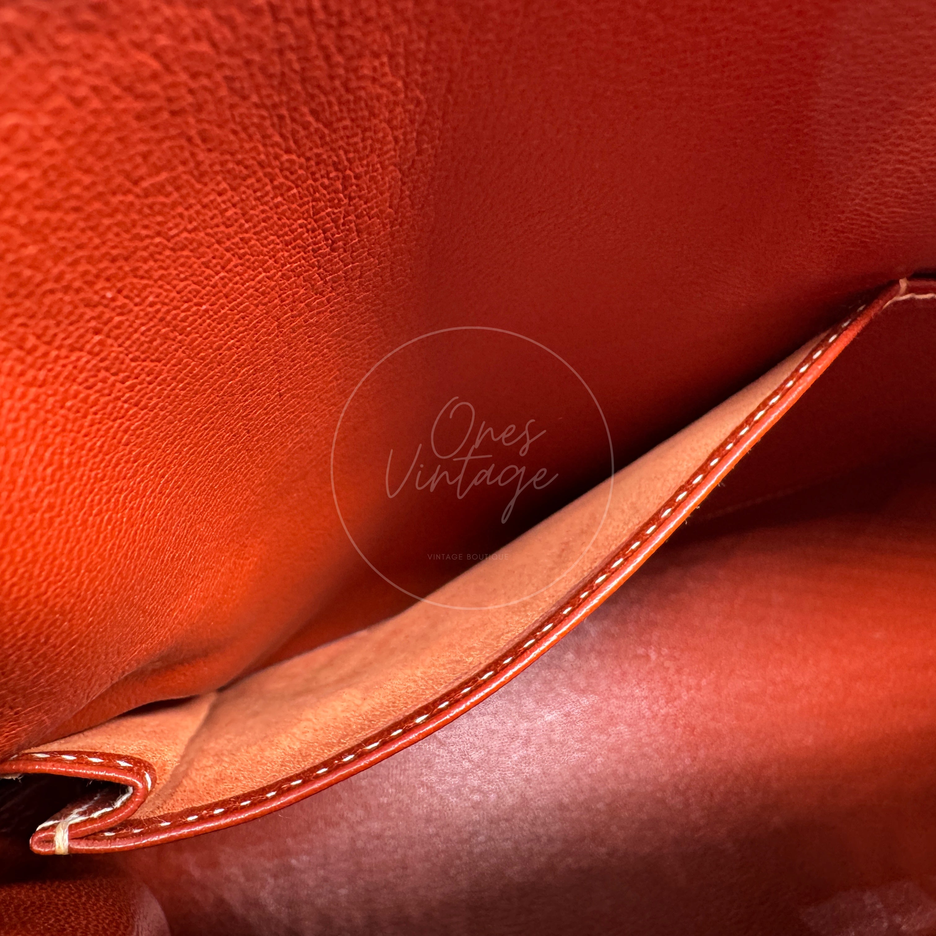 Hermes Kelly 28 Box Leather Handbag GHW Brique Circle W