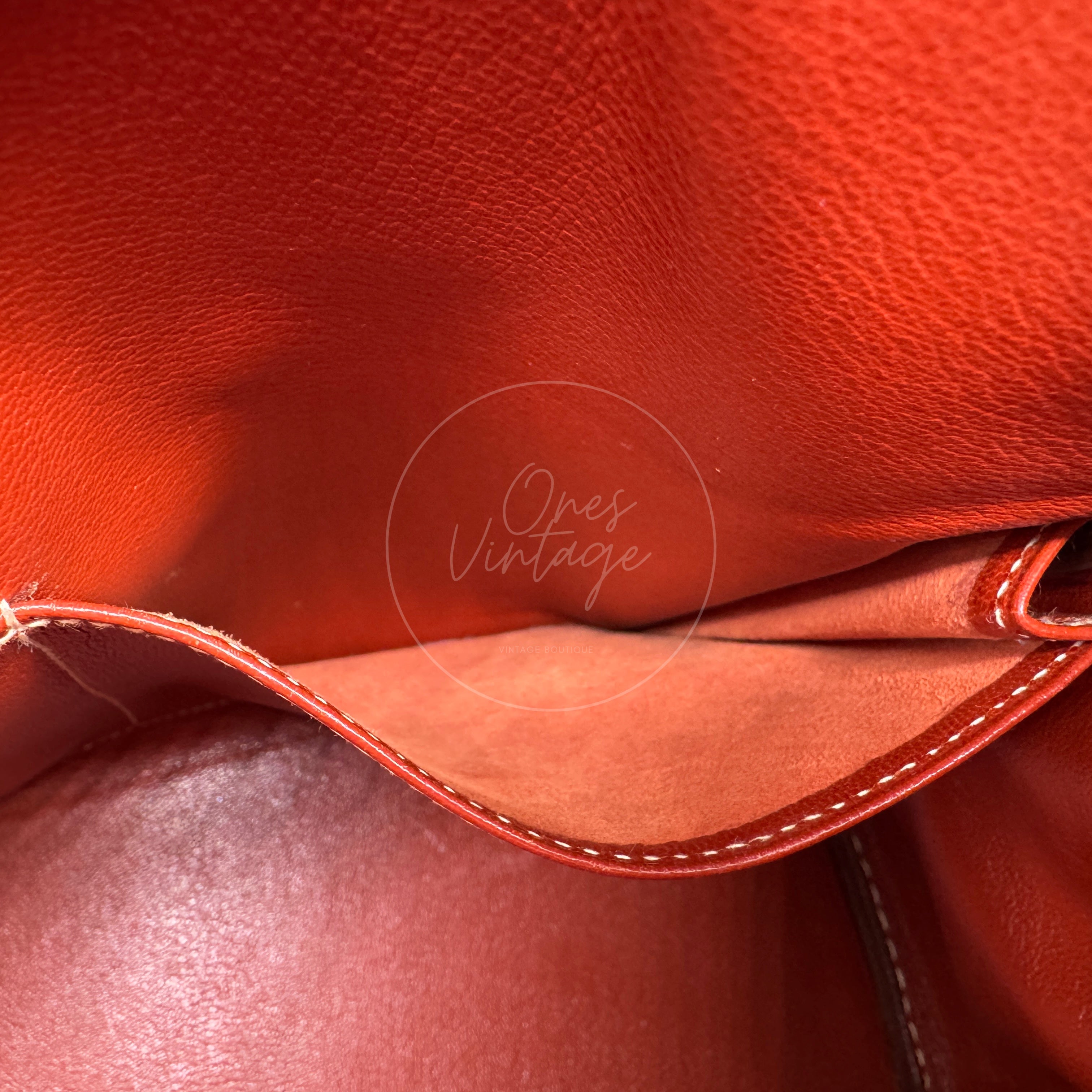 Hermes Kelly 28 Box Leather Handbag GHW Brique Circle W