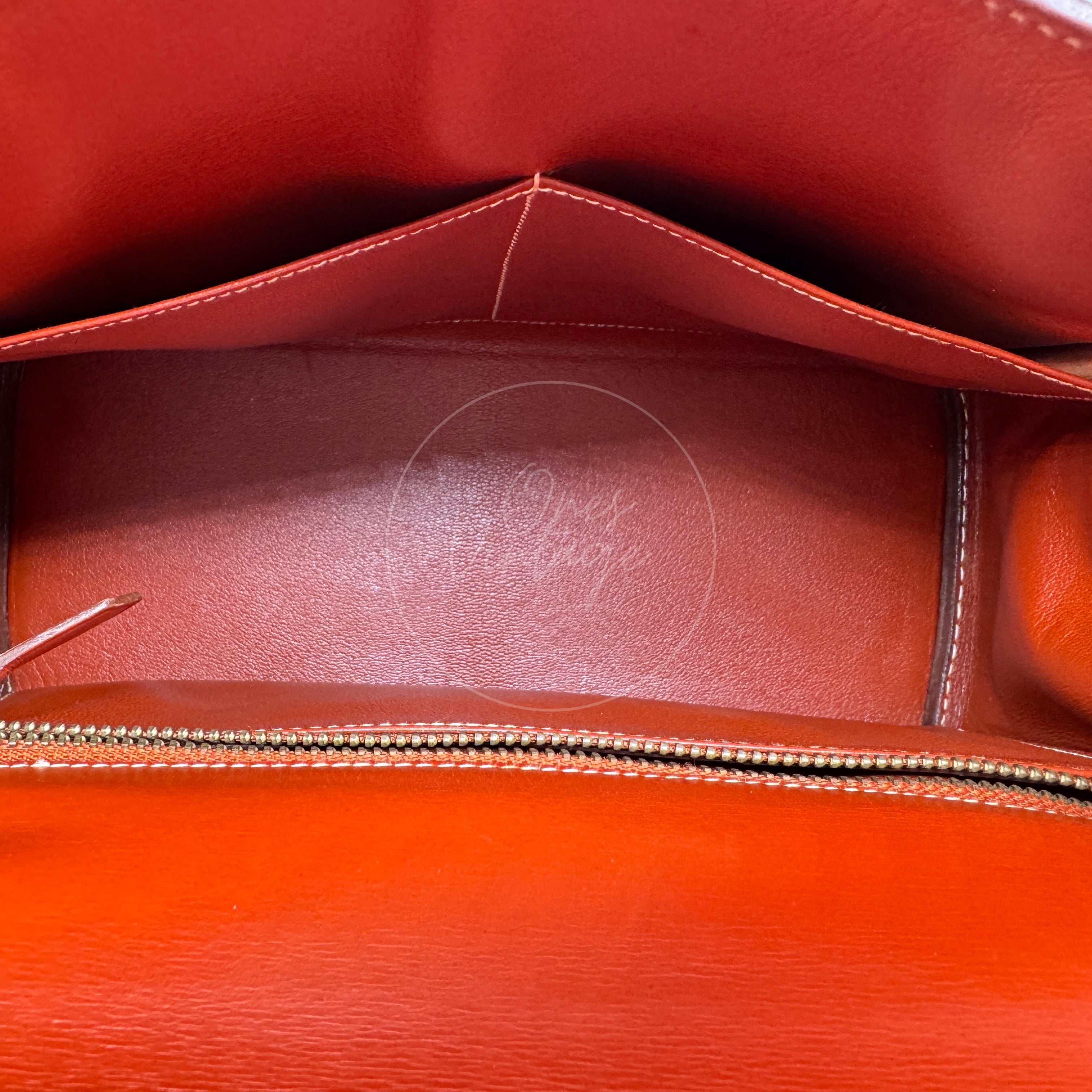 Hermes Kelly 28 Box Leather Handbag GHW Brique Circle W