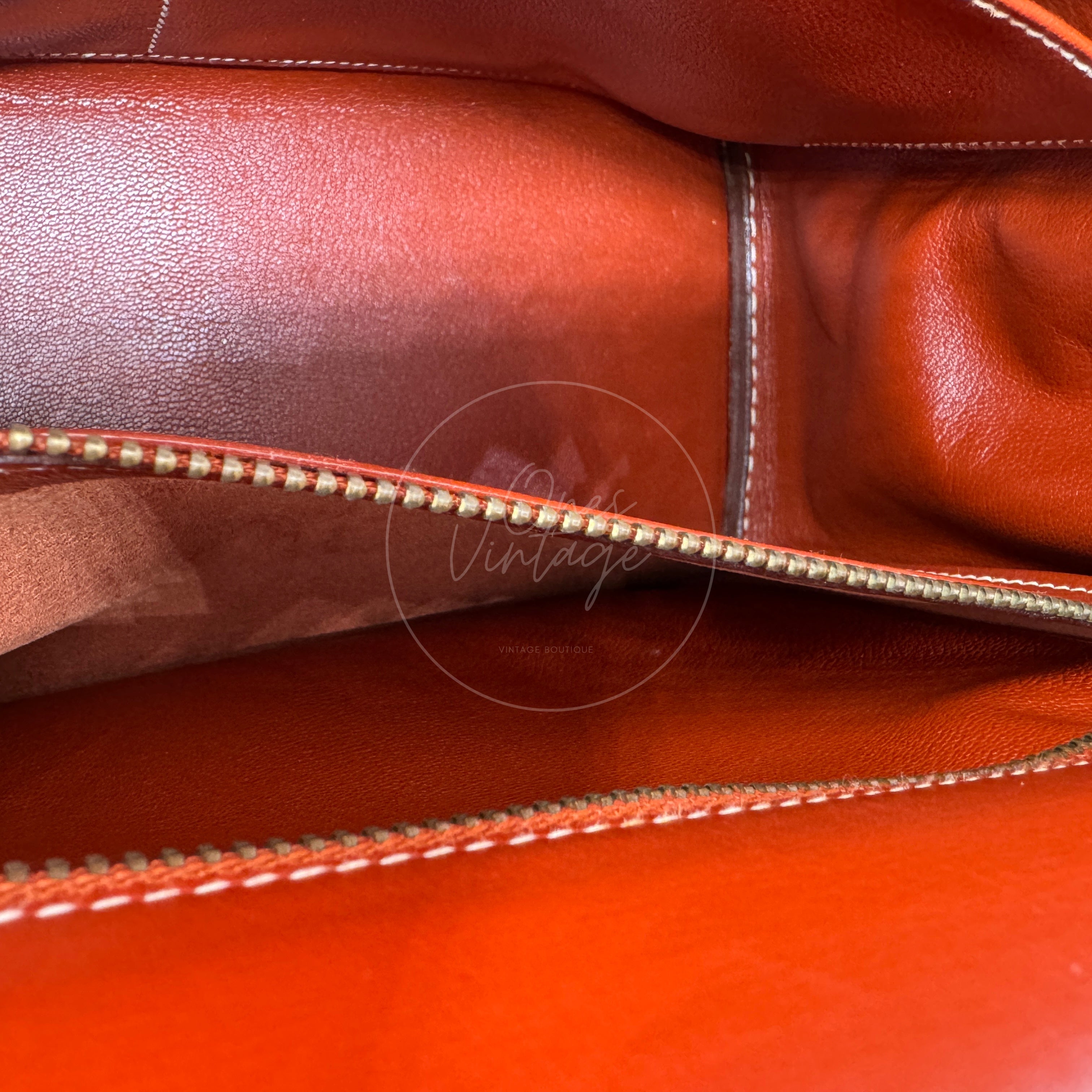 Hermes Kelly 28 Box Leather Handbag GHW Brique Circle W