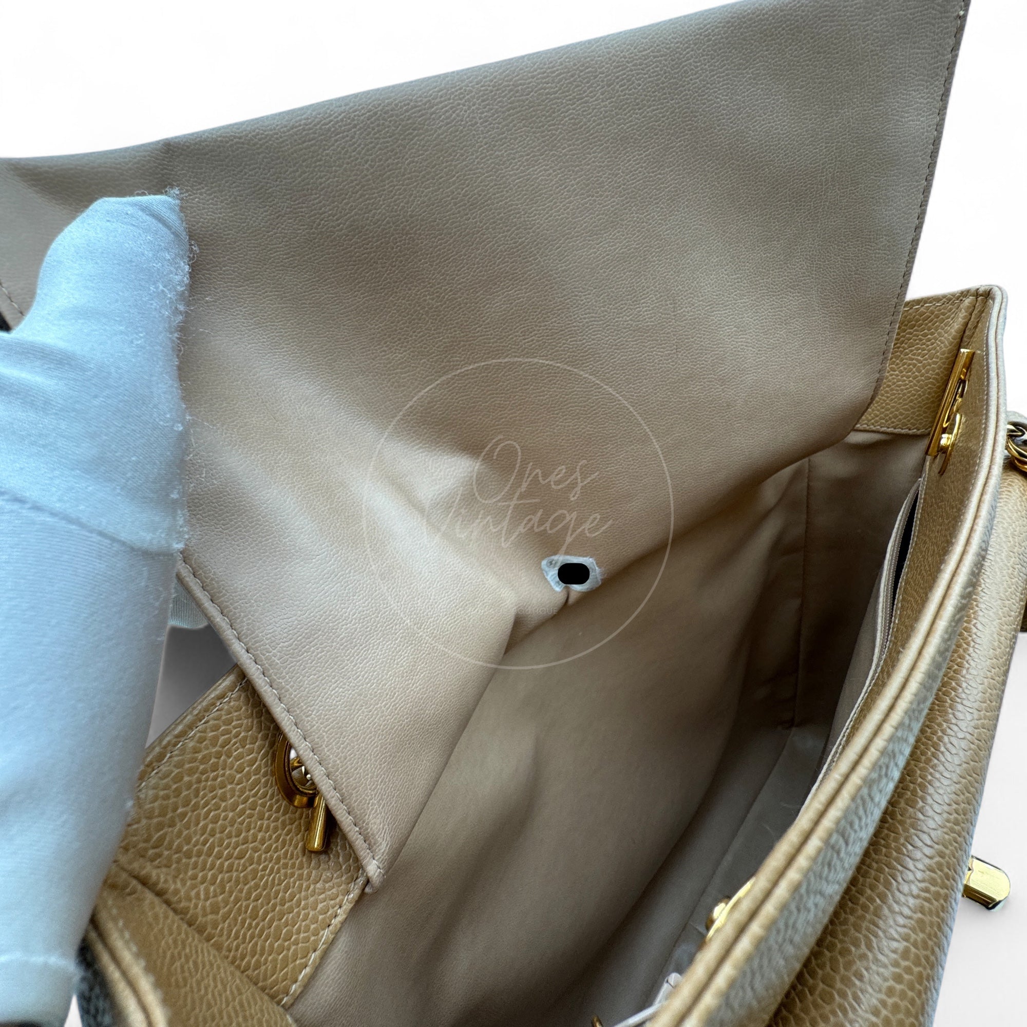Chanel Caviar CC Tote Bag GHW Beige Series 3