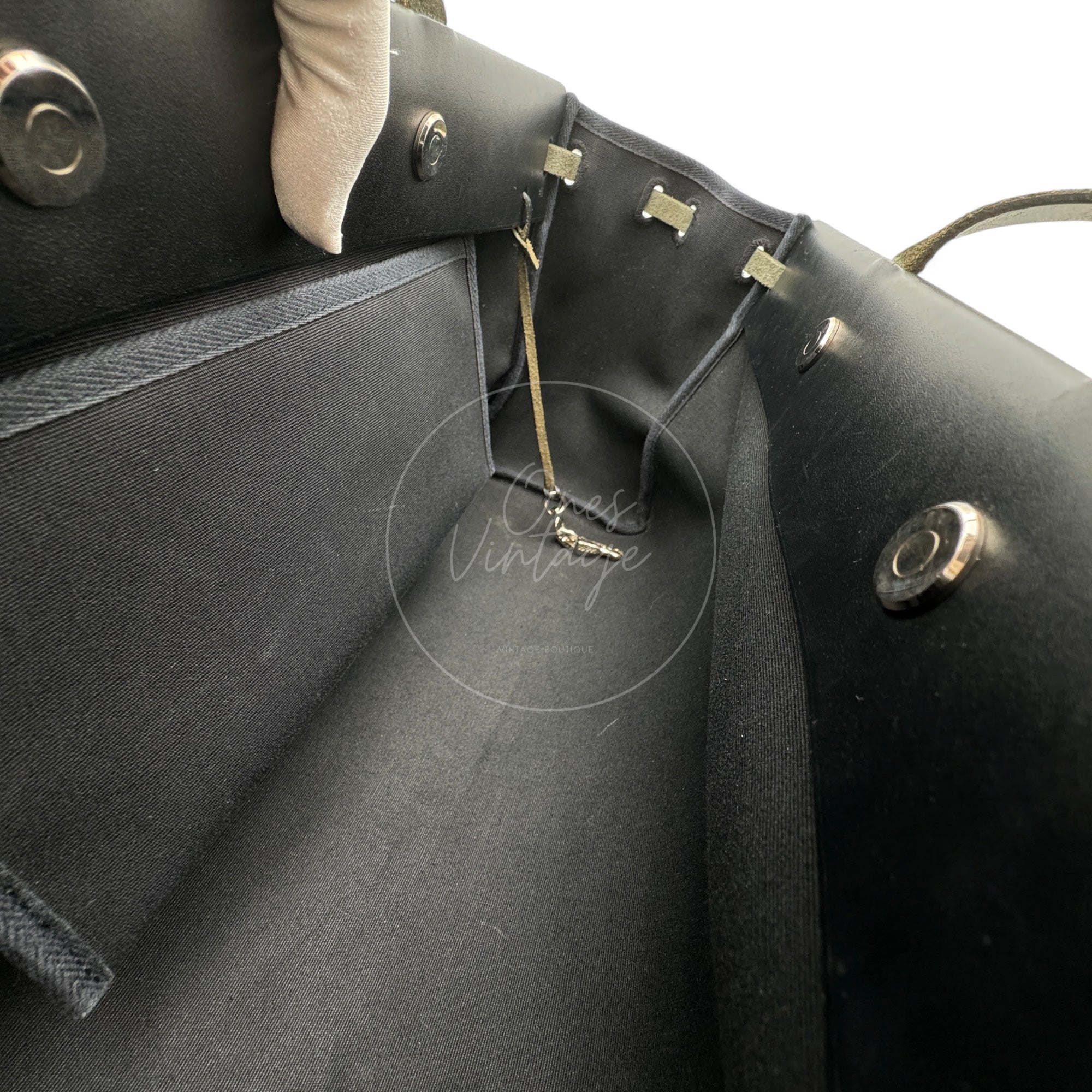 Hermes Herbag Cabas GM Swift Canvas PHW Black Square C