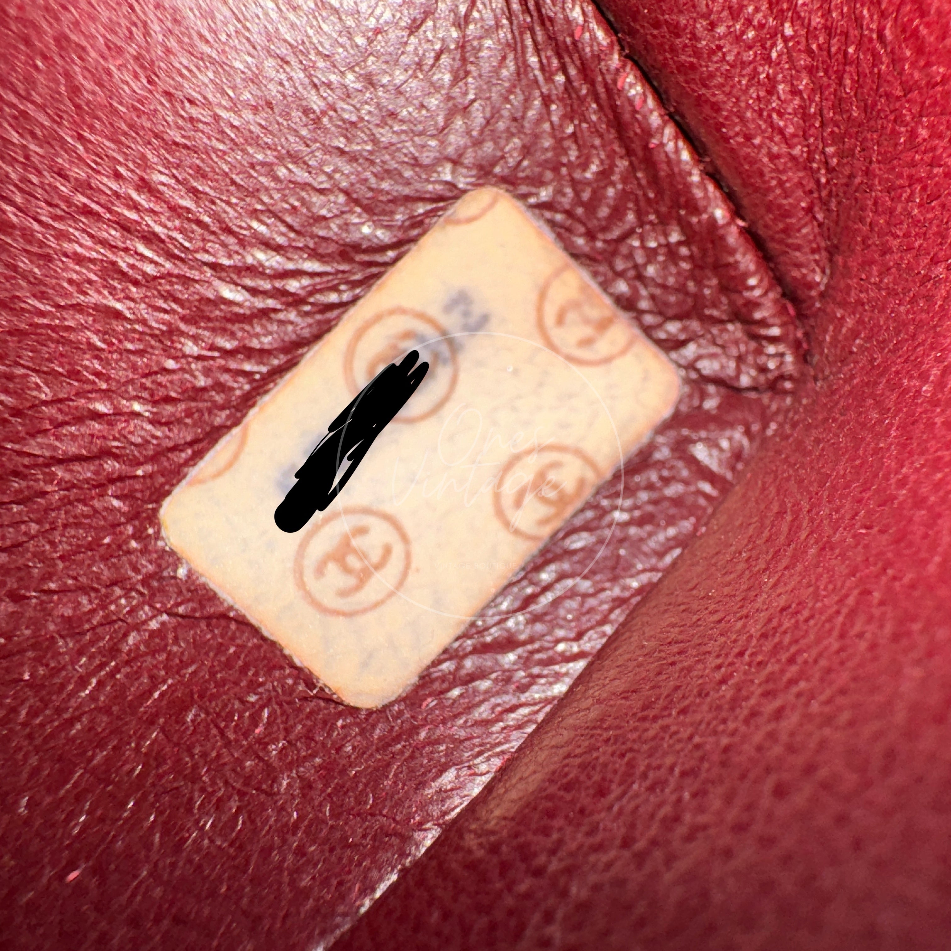 Chanel vintage serial number 2 hologram sticker with CC pattern inside the lining