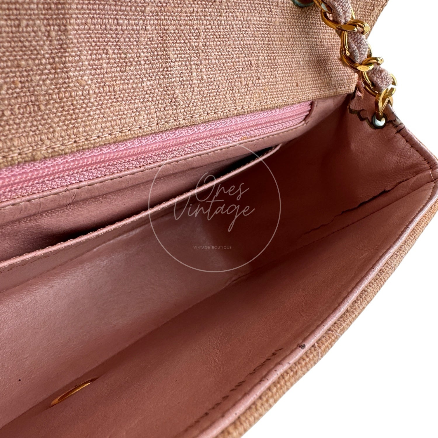 Chanel Vintage Medium Diana Flap Bag Canvas GHW Pink Series 2