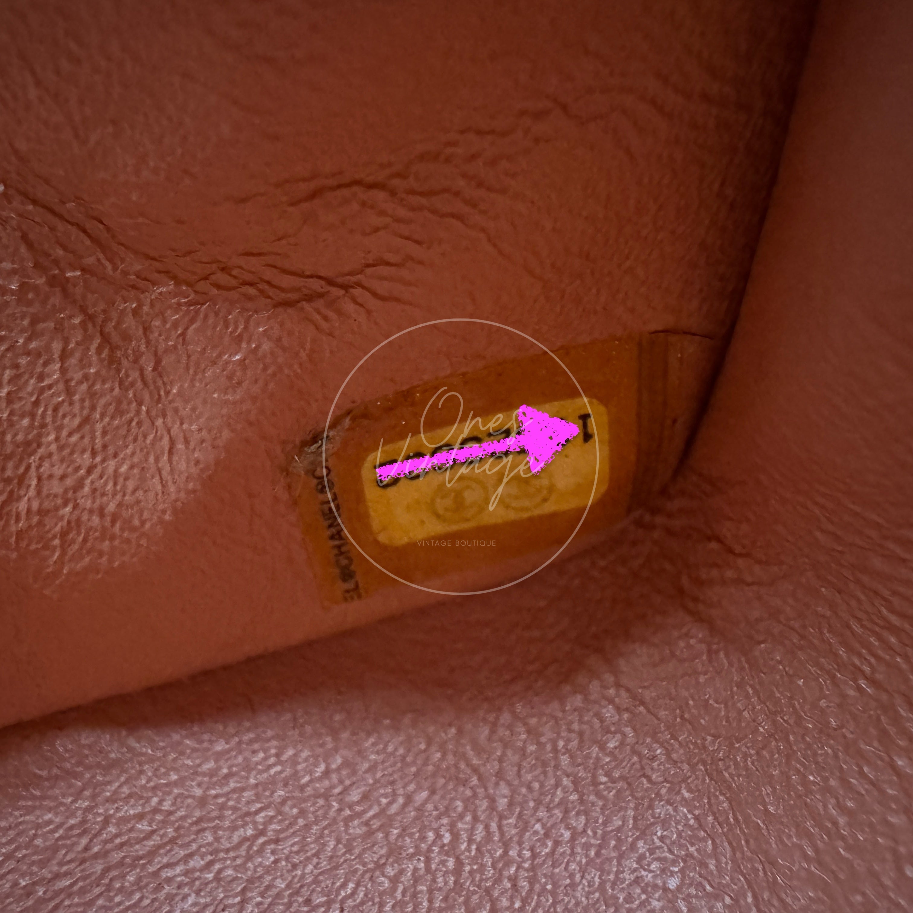 Chanel vintage 1-series serial number hologram sticker inside pink leather