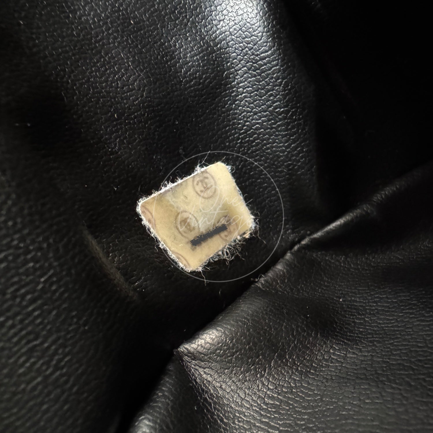 Chanel vintage serial number 2 hologram sticker inside black leather lining