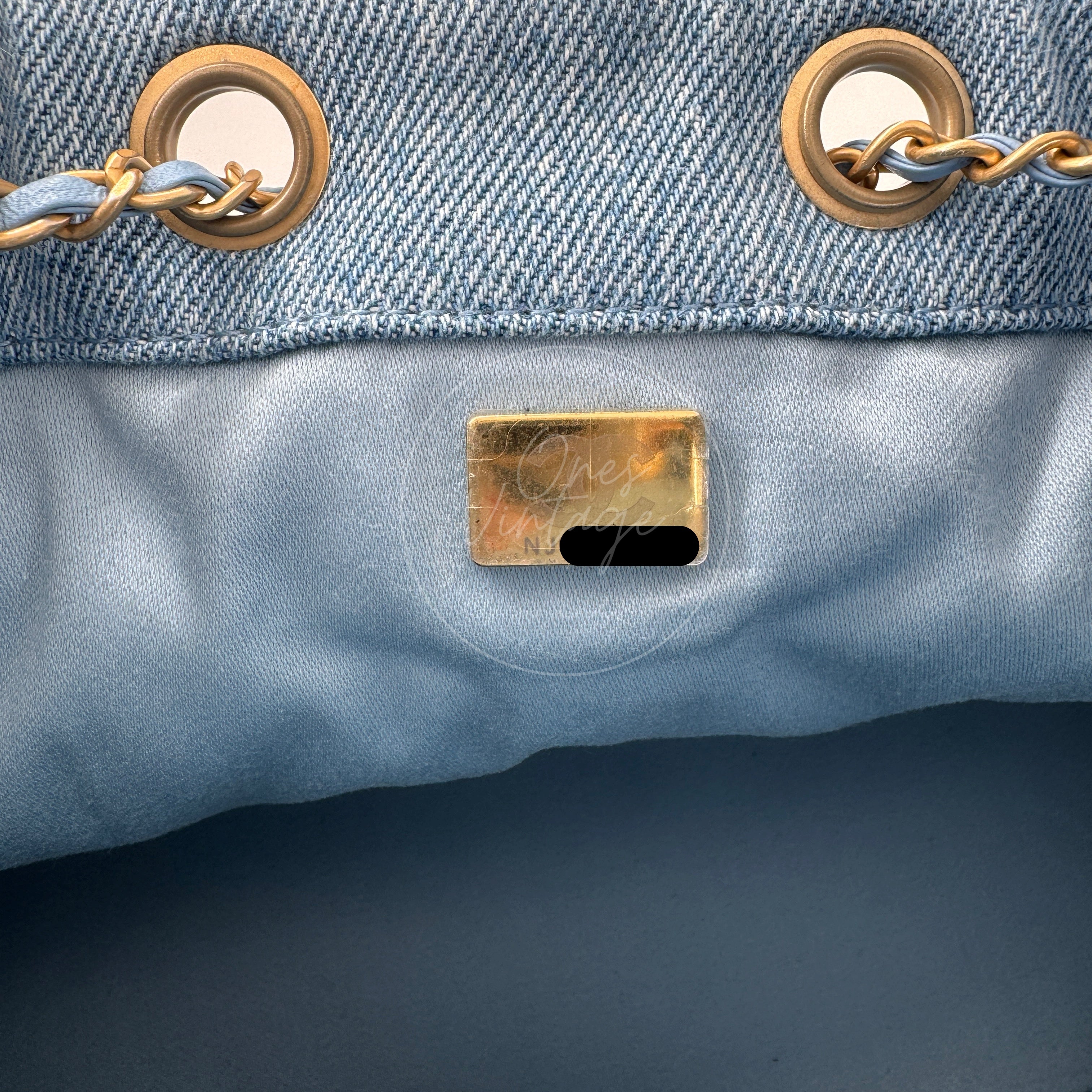 Chanel 25 Small Washed-Denim Shoulder Bag GHW Blue 2025