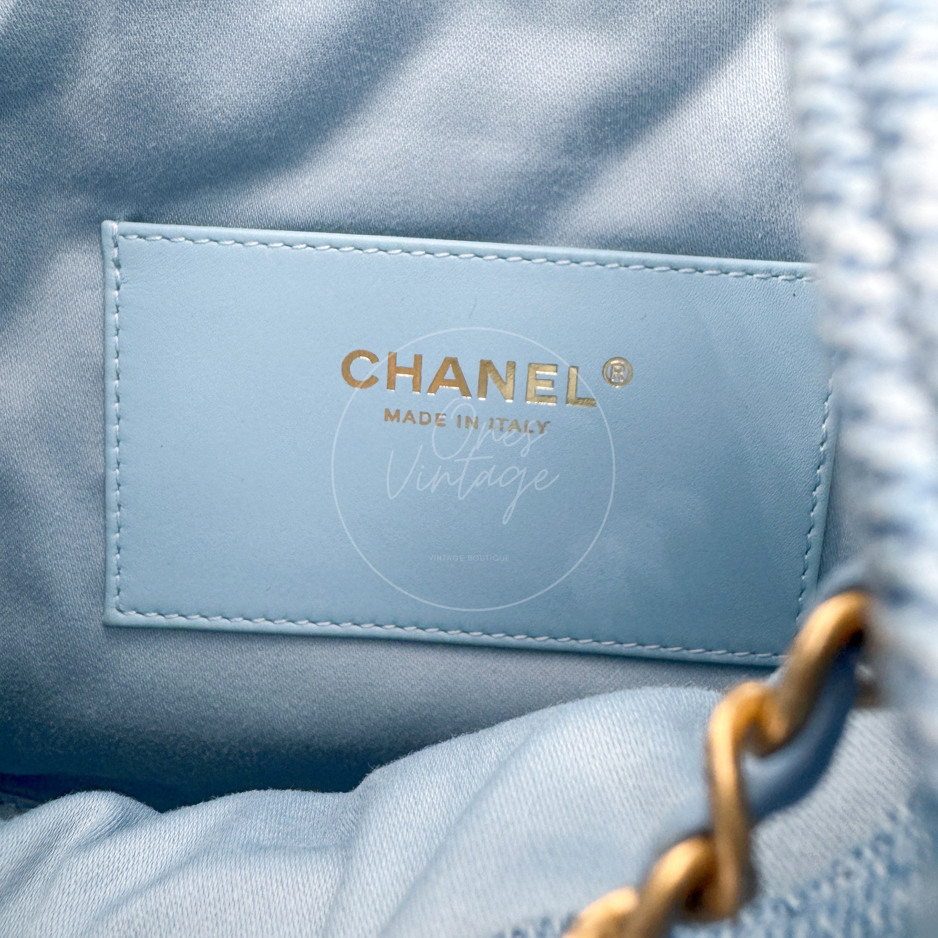 Chanel 25 Small Washed-Denim Shoulder Bag GHW Blue 2025