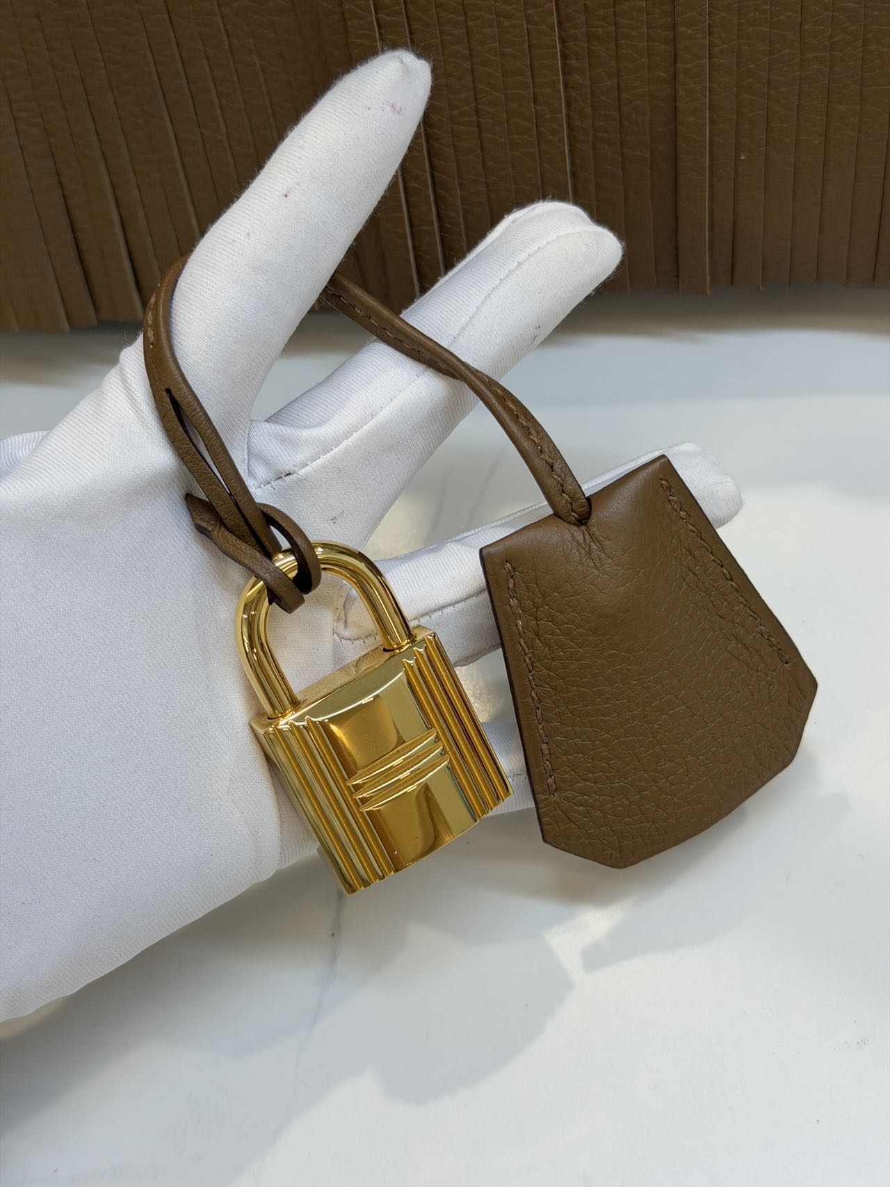 Hermes Kelly shoulder fringe Milk Tea