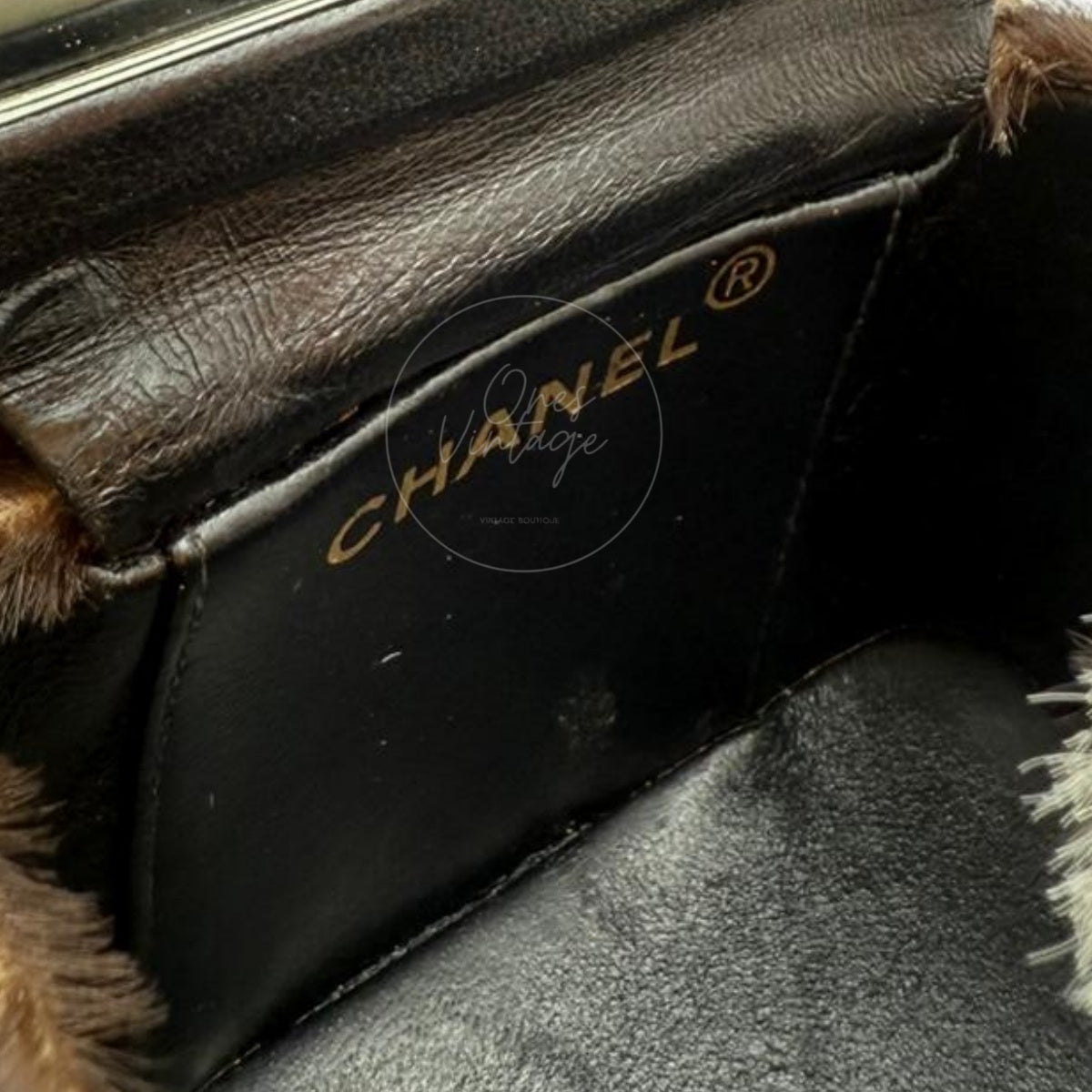 Chanel Square Vanity Box Brown and White Cow Print Pony Hair Antique Ghw Series 3