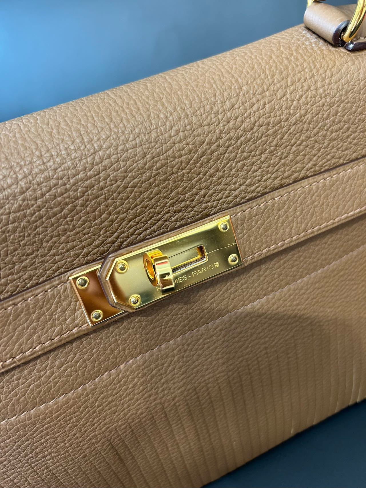 Hermes Kelly shoulder fringe Milk Tea