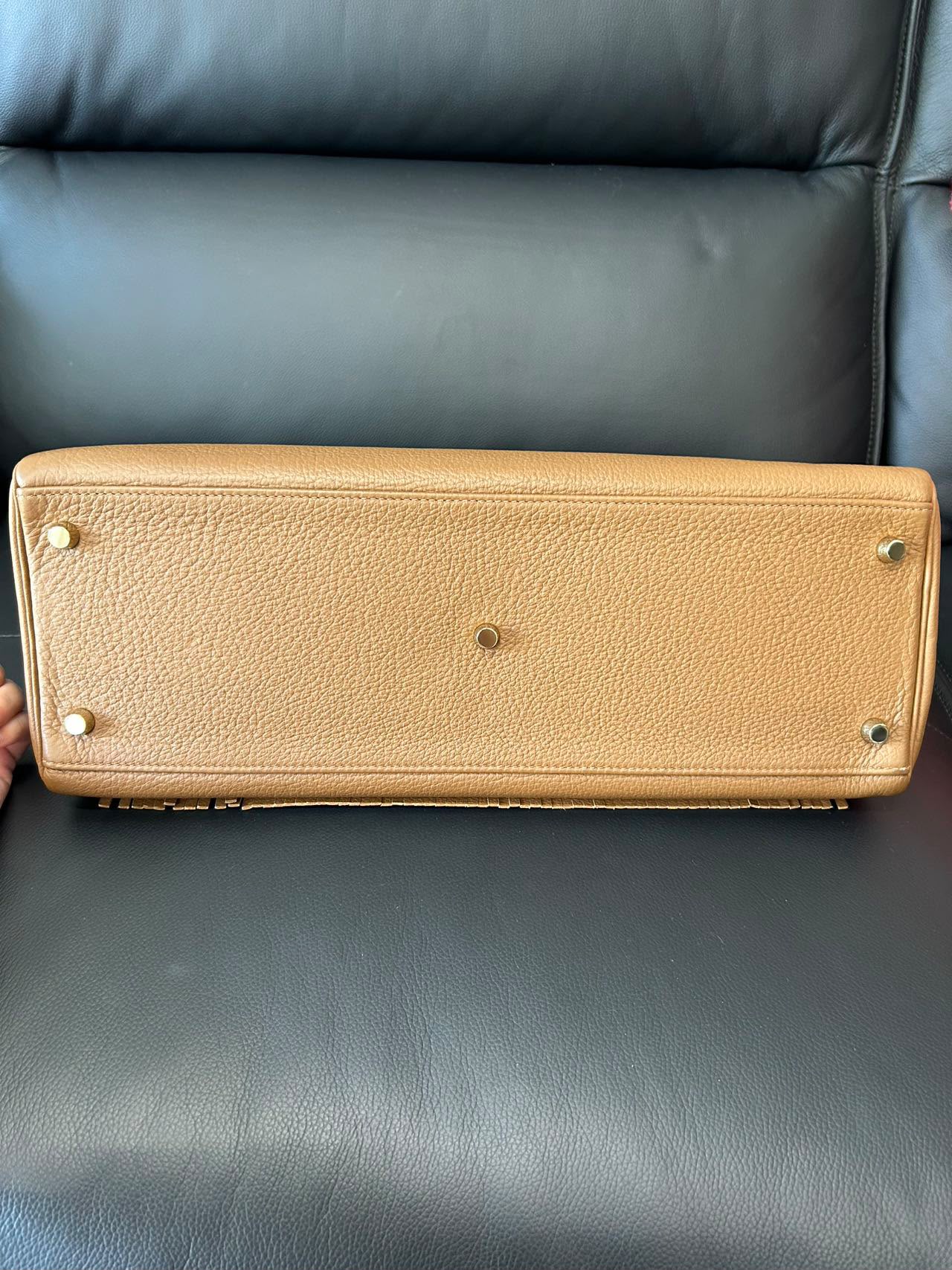 Hermes Kelly shoulder fringe Milk Tea