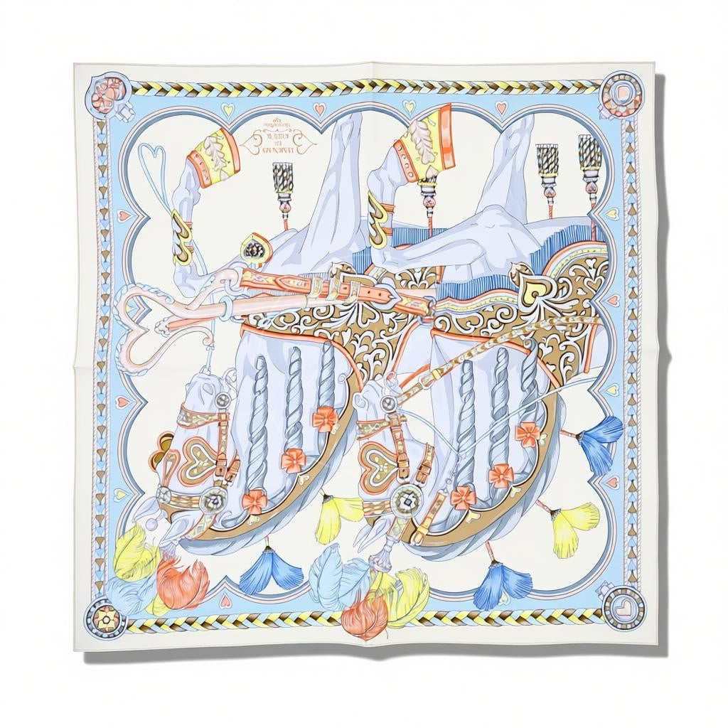 Hermes Harnais de Coeur Scarf 90