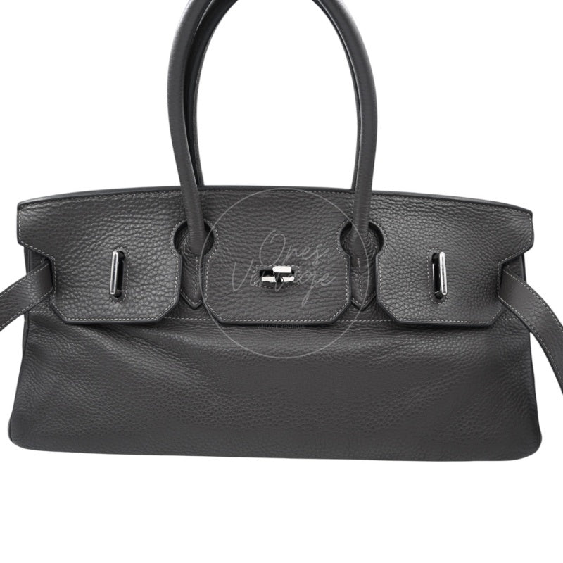 Hermes Shoulder Birkin Bag PHW Gris Graphite Square I