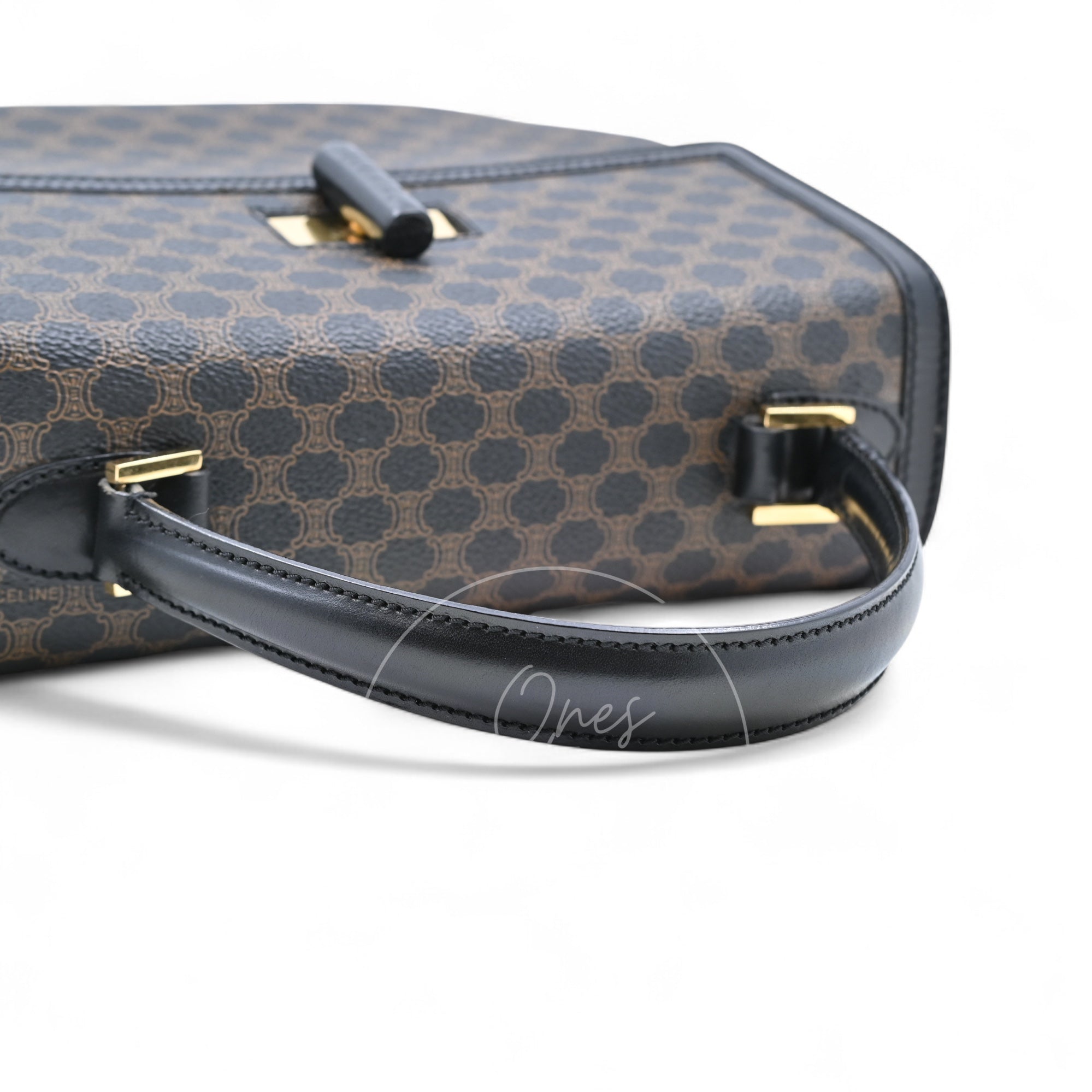 Celine Vintage Macadam Turn Lock Handbag GHW Black