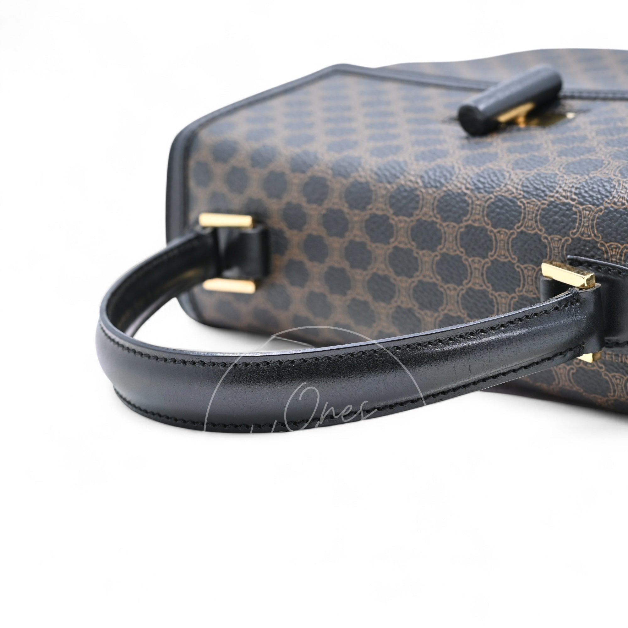 Celine Vintage Macadam Turn Lock Handbag GHW Black