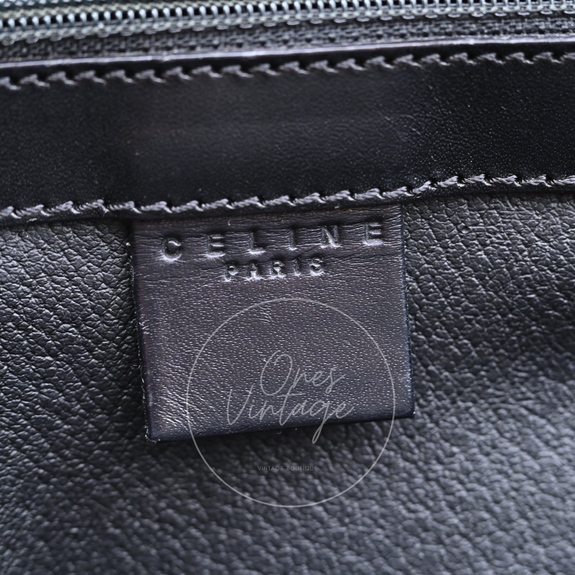 Celine Vintage Macadam Turn Lock Handbag GHW Black