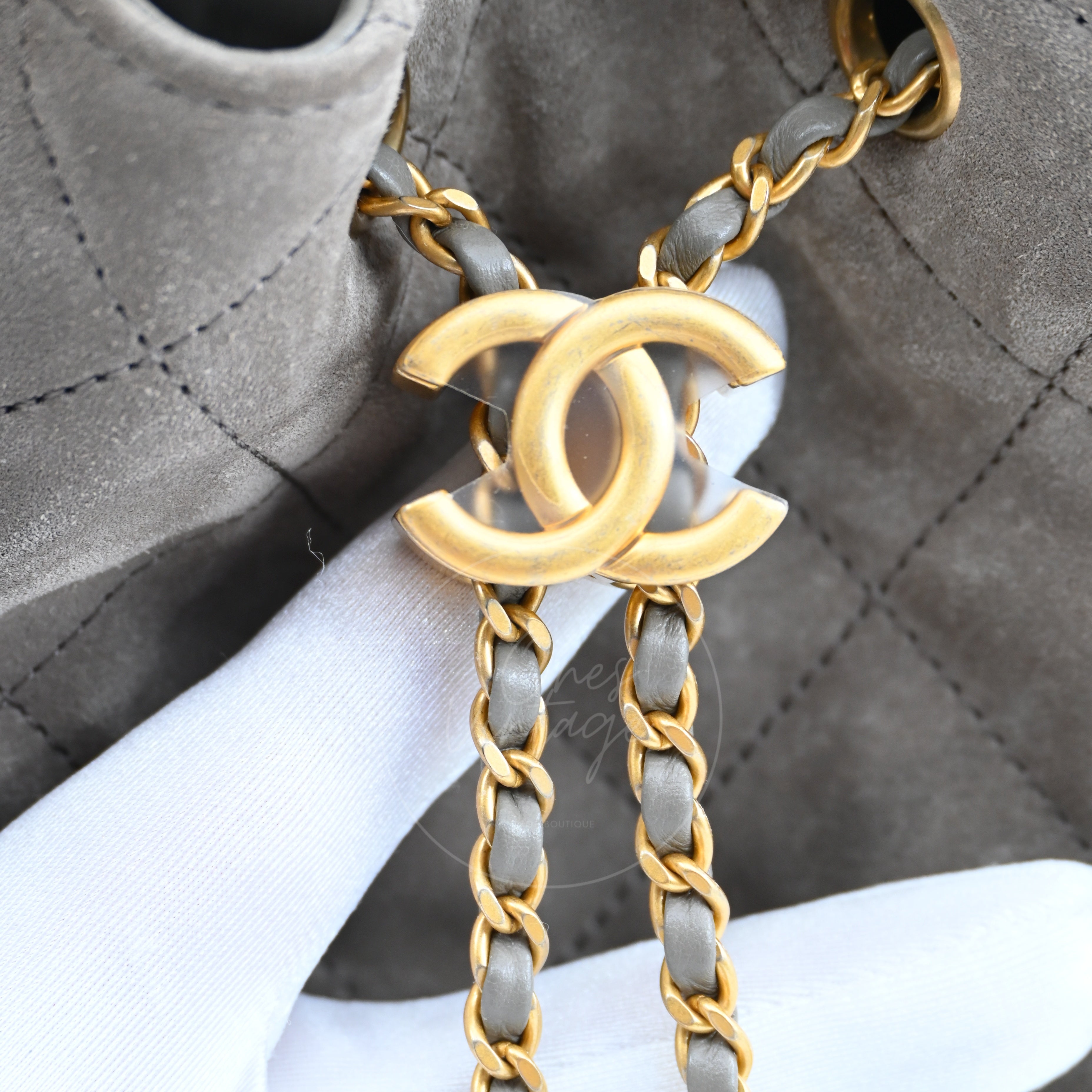 Chanel Small 25 Bag Suede GHW Grey Series CJ