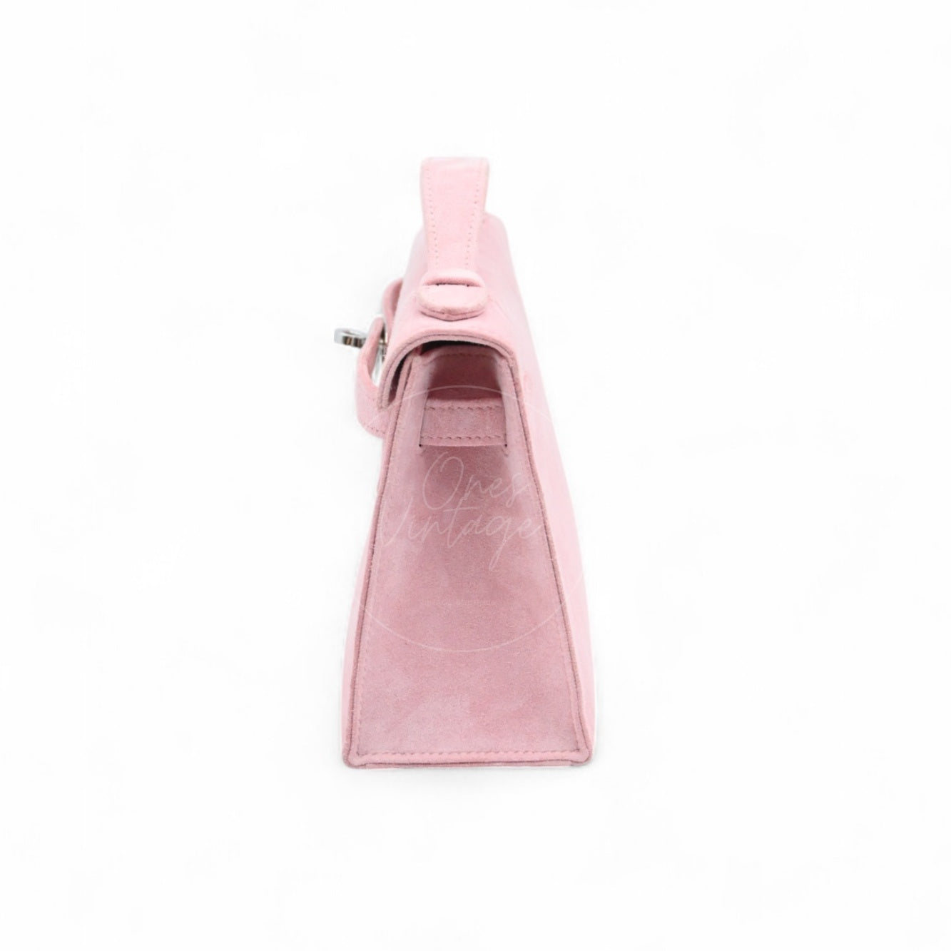 Hermes Kelly Pochette Suede PHW Pink Square J