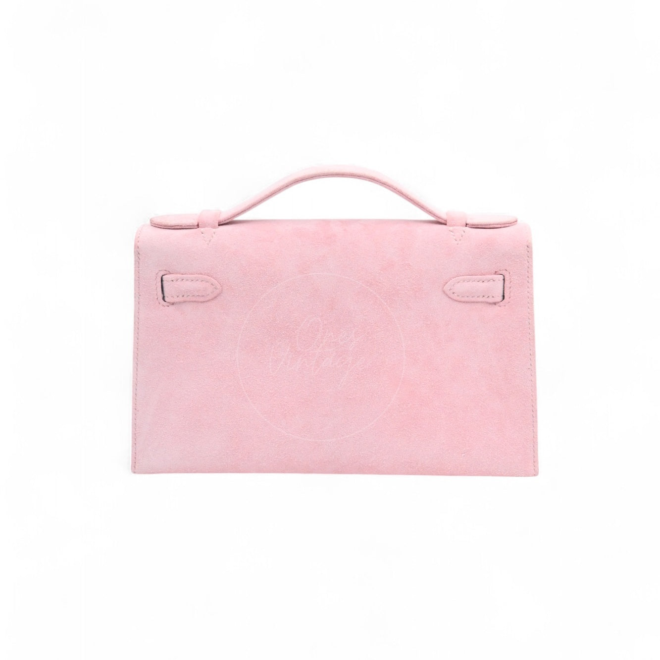 Hermes Kelly Pochette Suede PHW Pink Square J