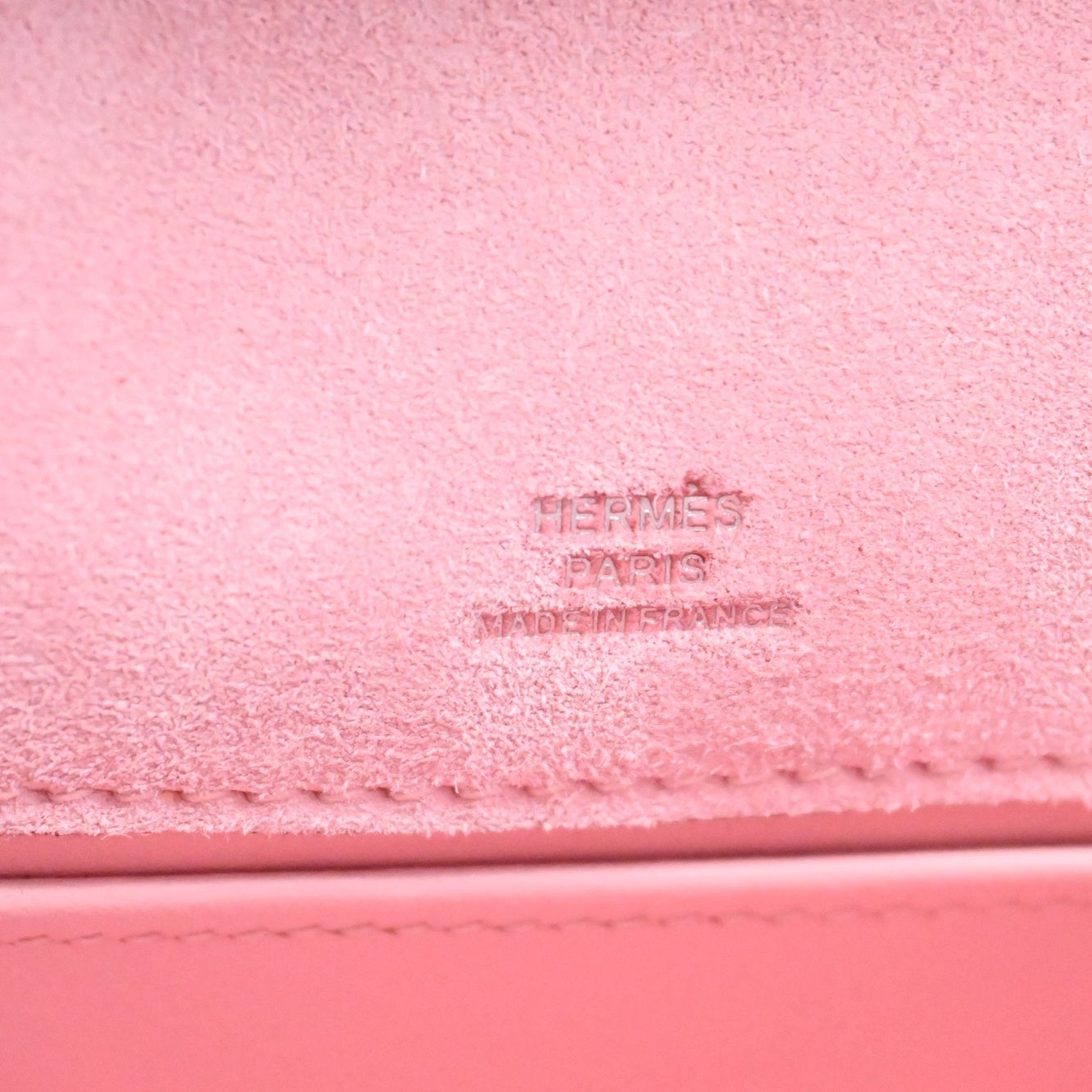 Hermes Kelly Pochette Suede PHW Pink Square J