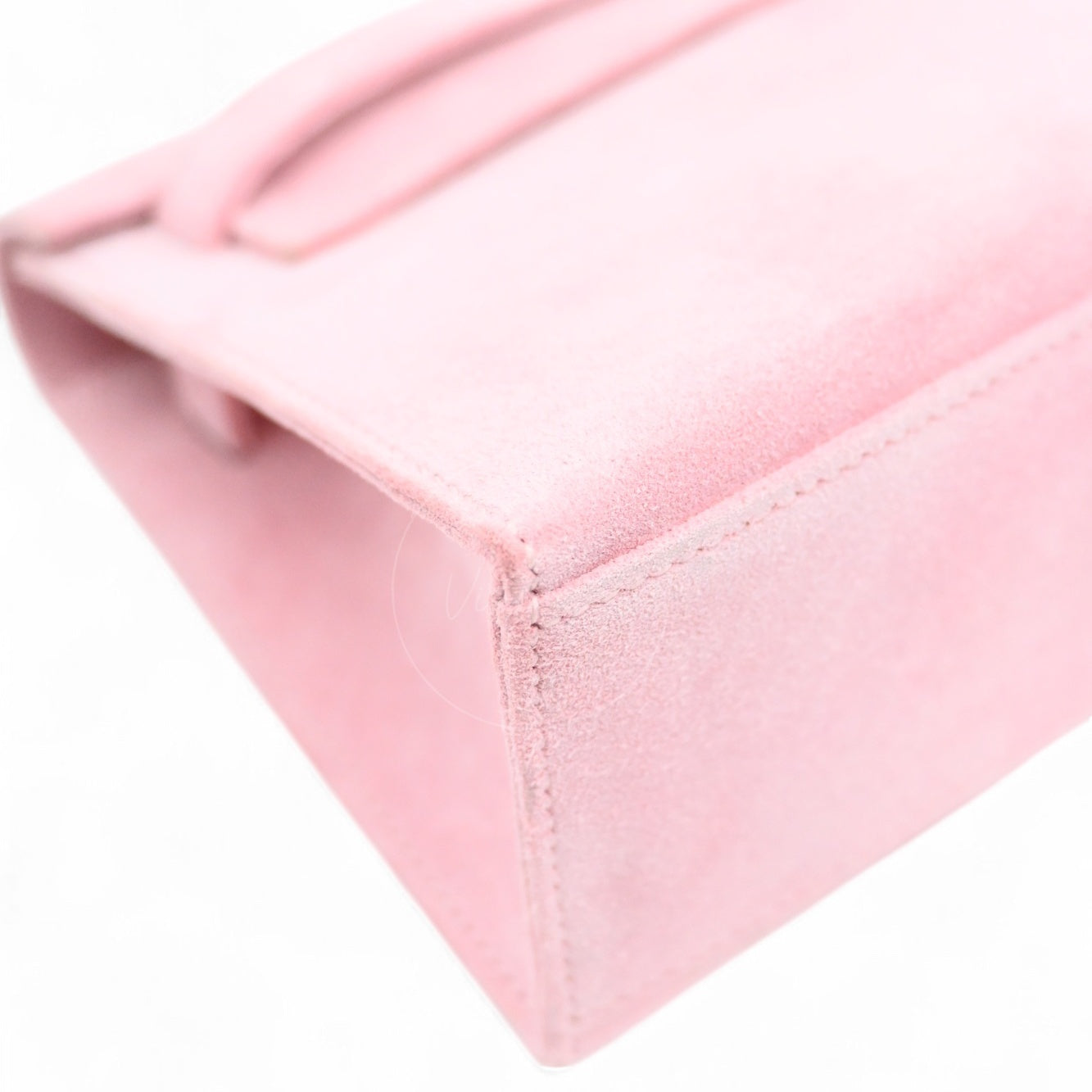Hermes Kelly Pochette Suede PHW Pink Square J