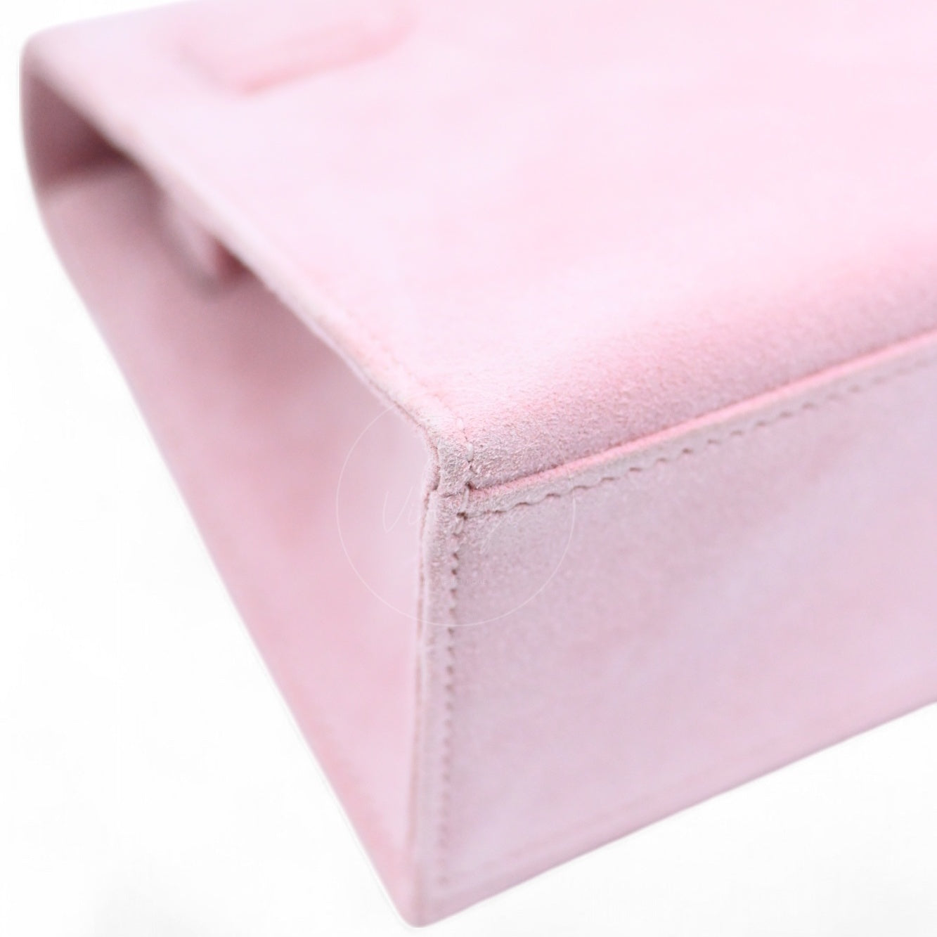 Hermes Kelly Pochette Suede PHW Pink Square J