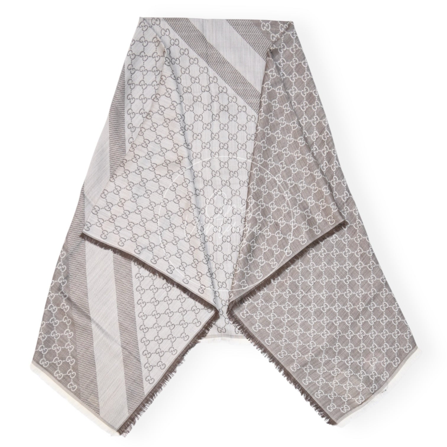Gucci Grey GG Supreme Wool Shawl