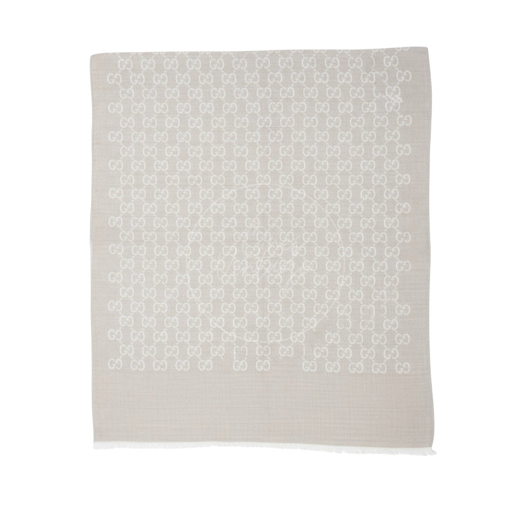 Gucci Grey GG Supreme Wool Scarf