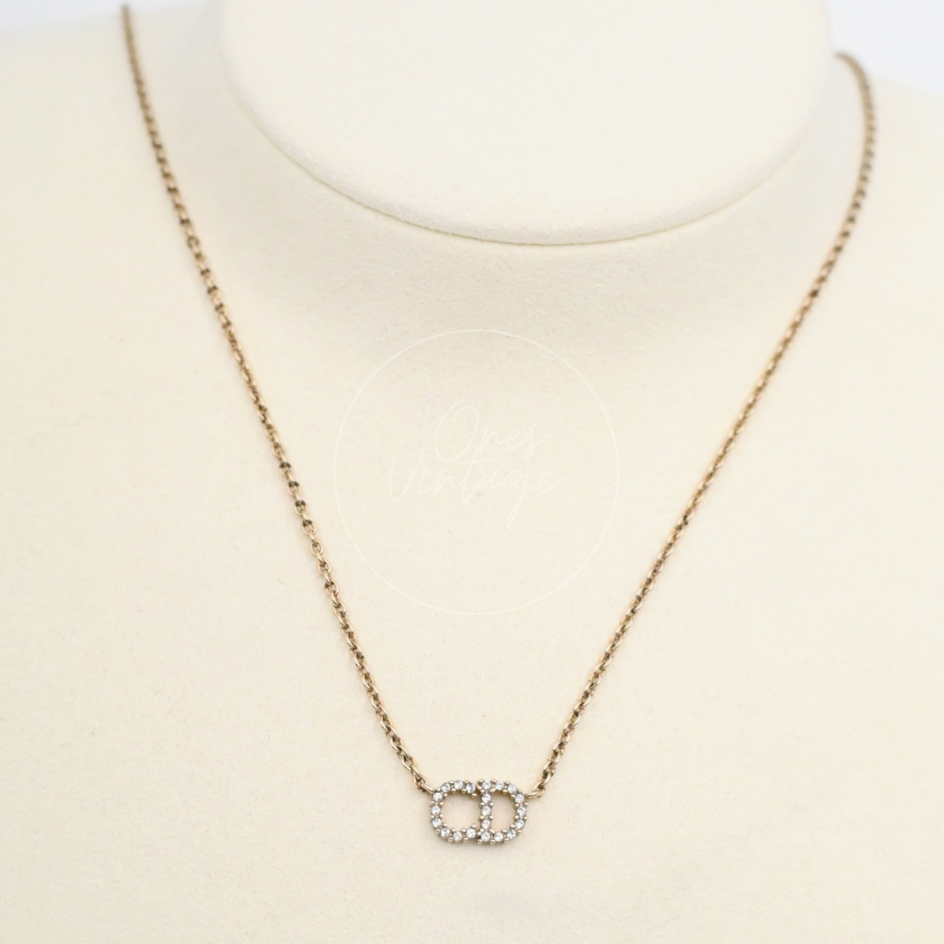 [Pre-owned] Dior Clair D Lune Crystal Gold Necklace