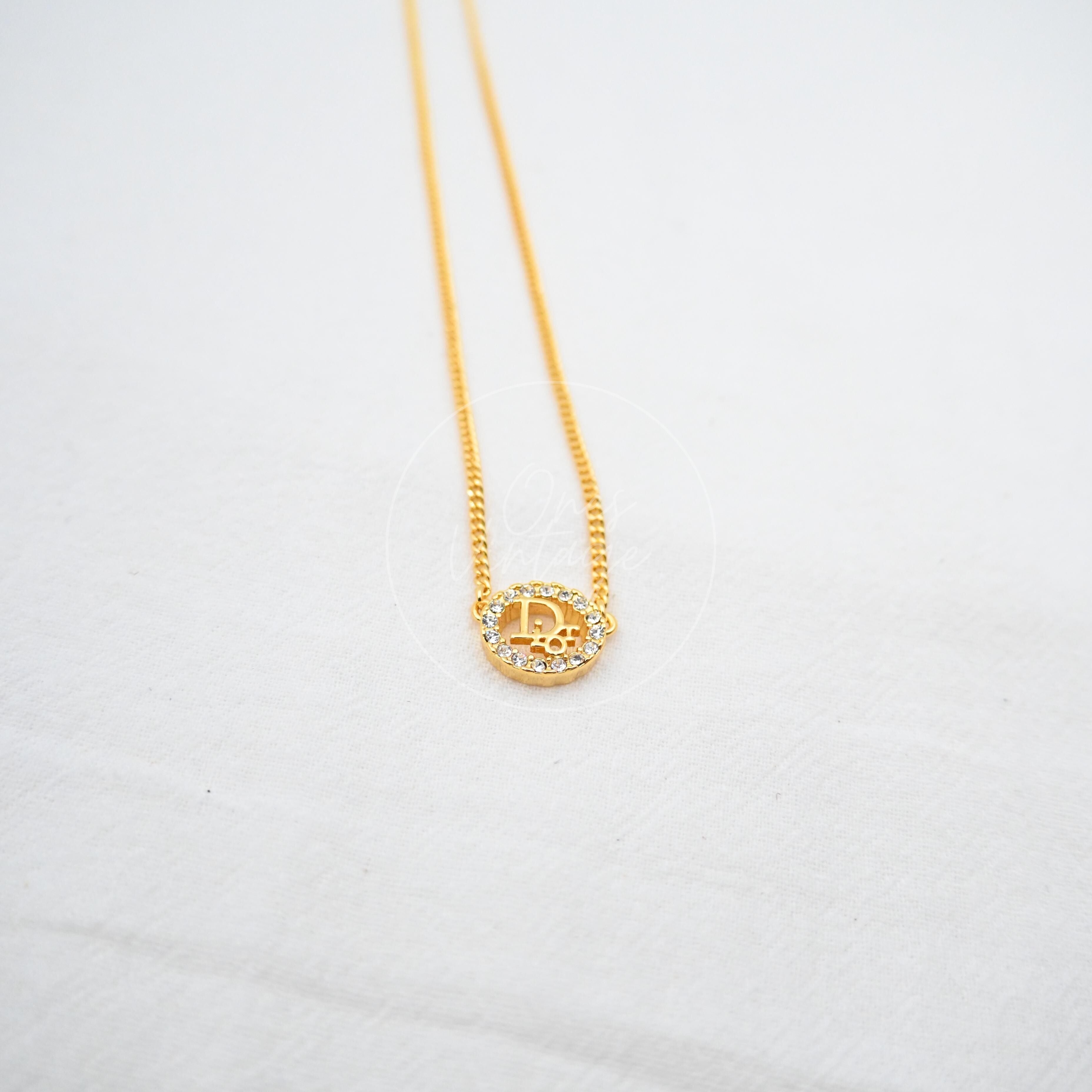 [Pre-owned] Christian Dior Crystal-embellished Logo-pendant Necklace