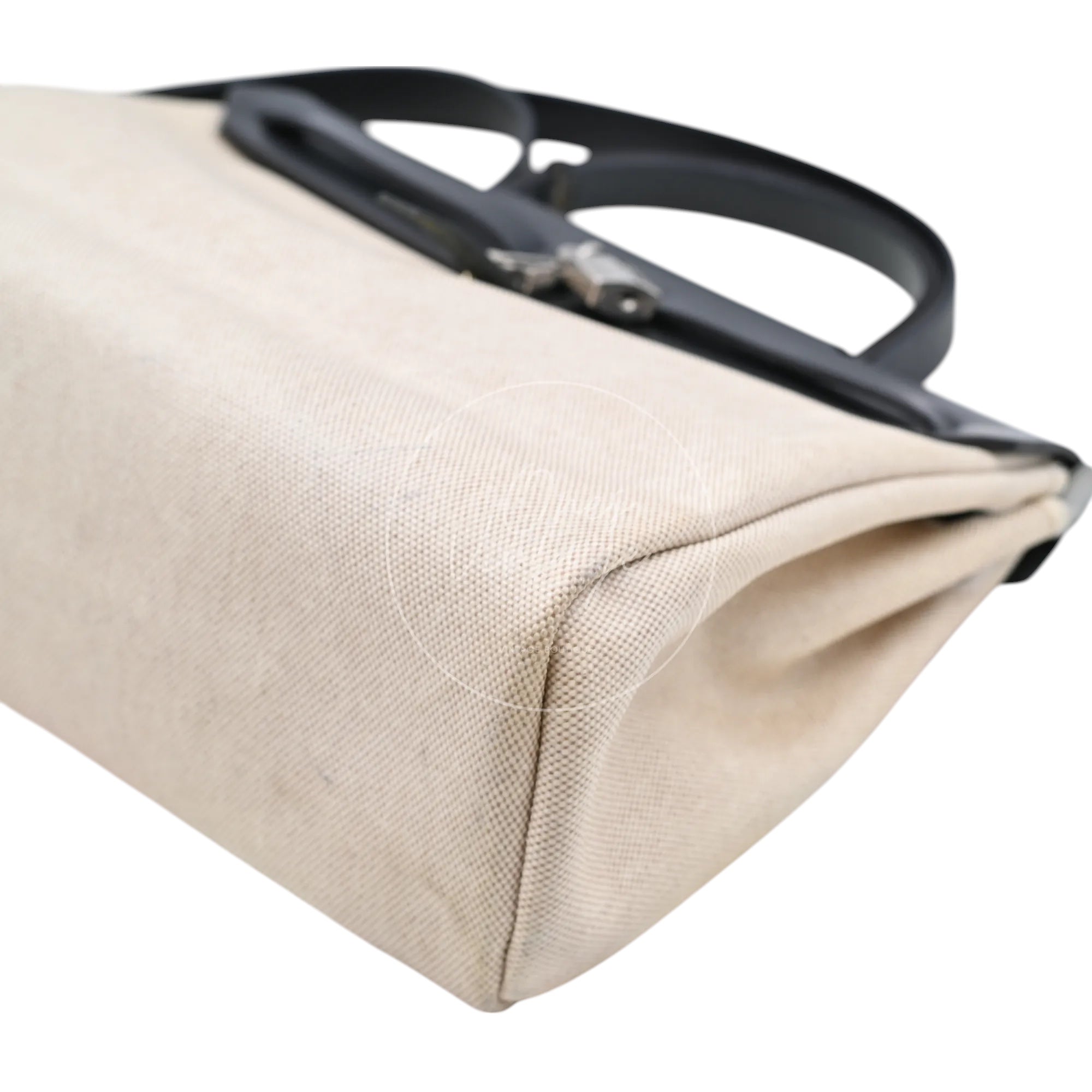 [Pre-owned] Hermes Herbag 31 Black Swift Beige Toile H PHW Stamp Square G