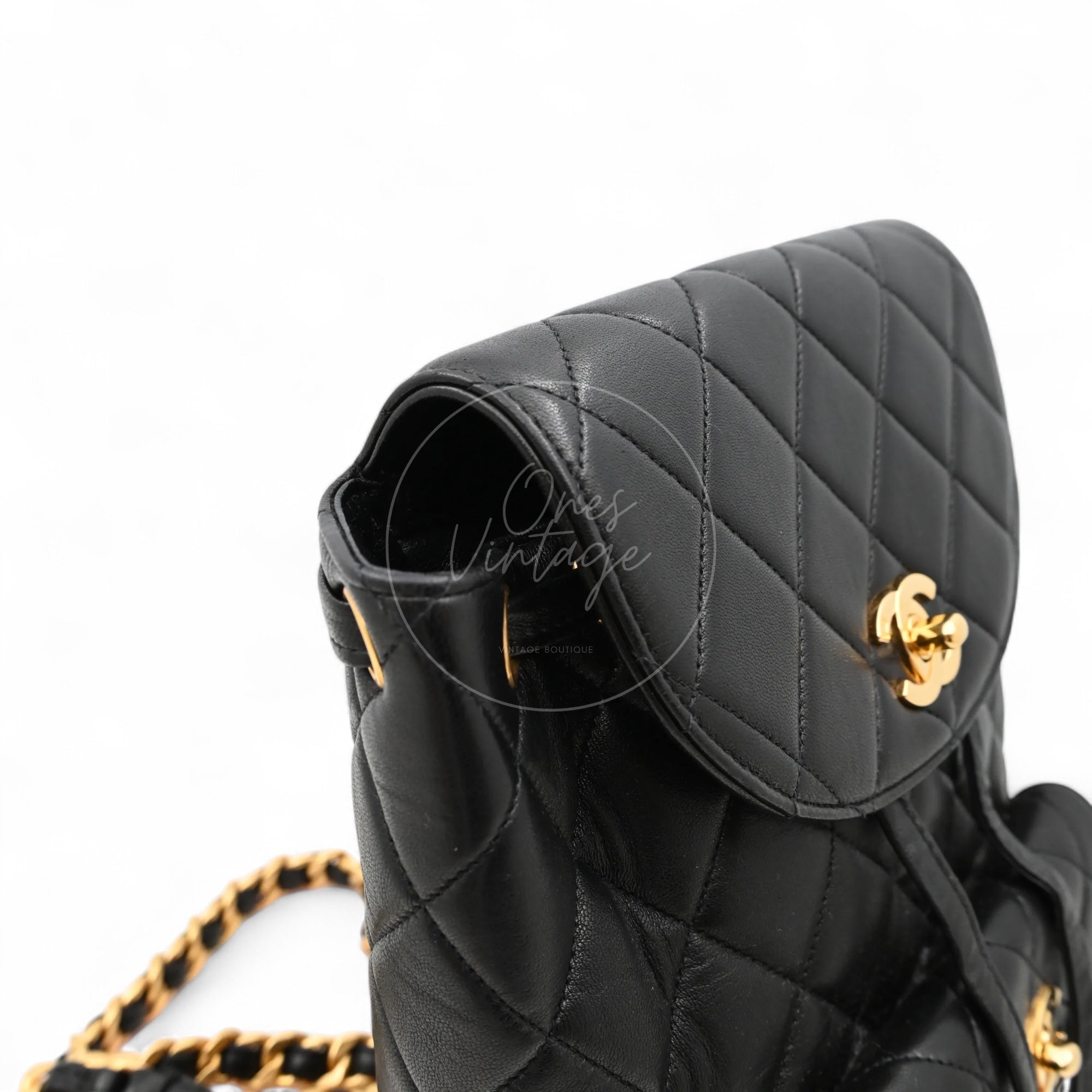 [Pre-owned] Chanel Vintage Black Lambskin Duma Backpack