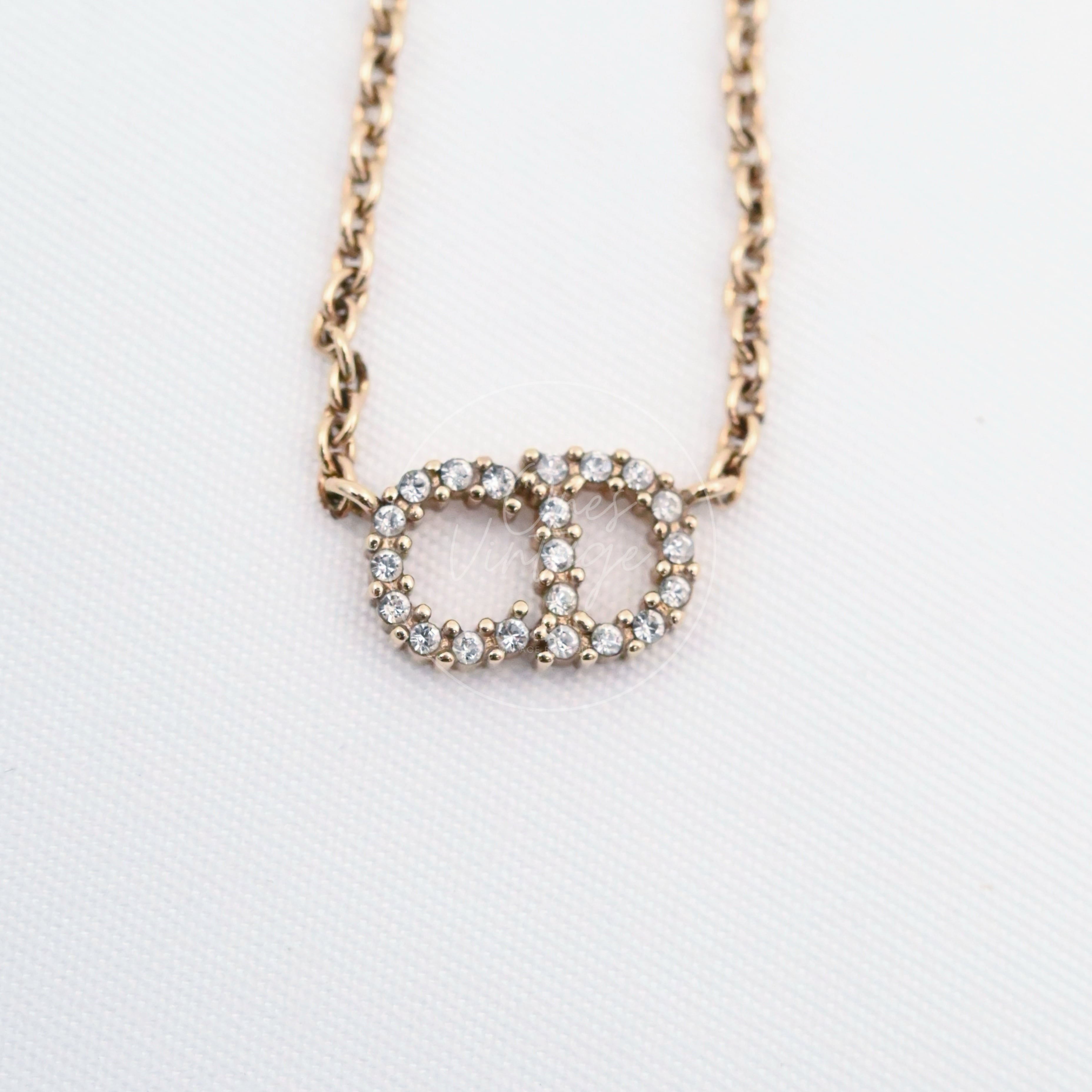 [Pre-owned] Dior Clair D Lune Crystal Gold Necklace