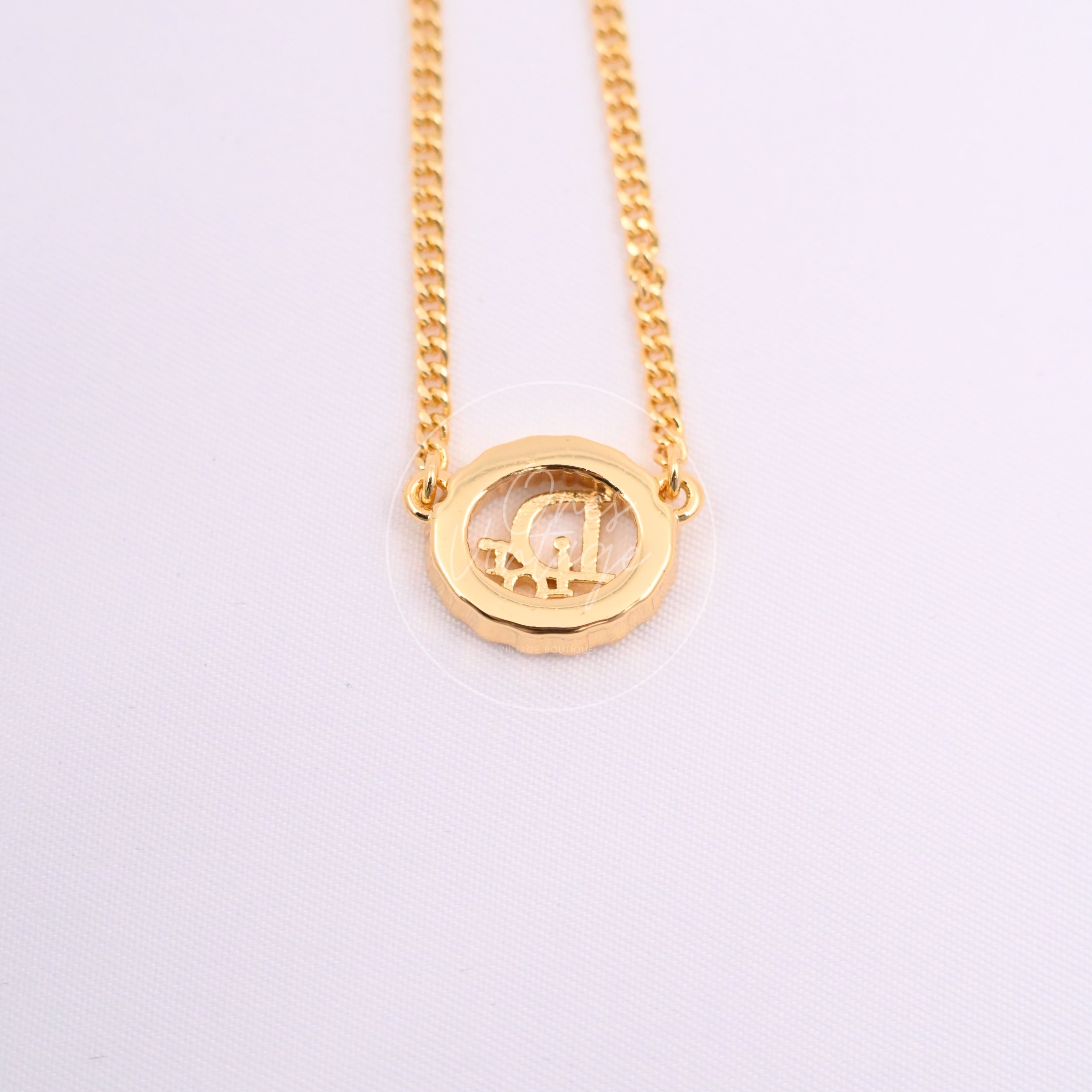 [Pre-owned] Christian Dior Crystal-embellished Logo-pendant Necklace