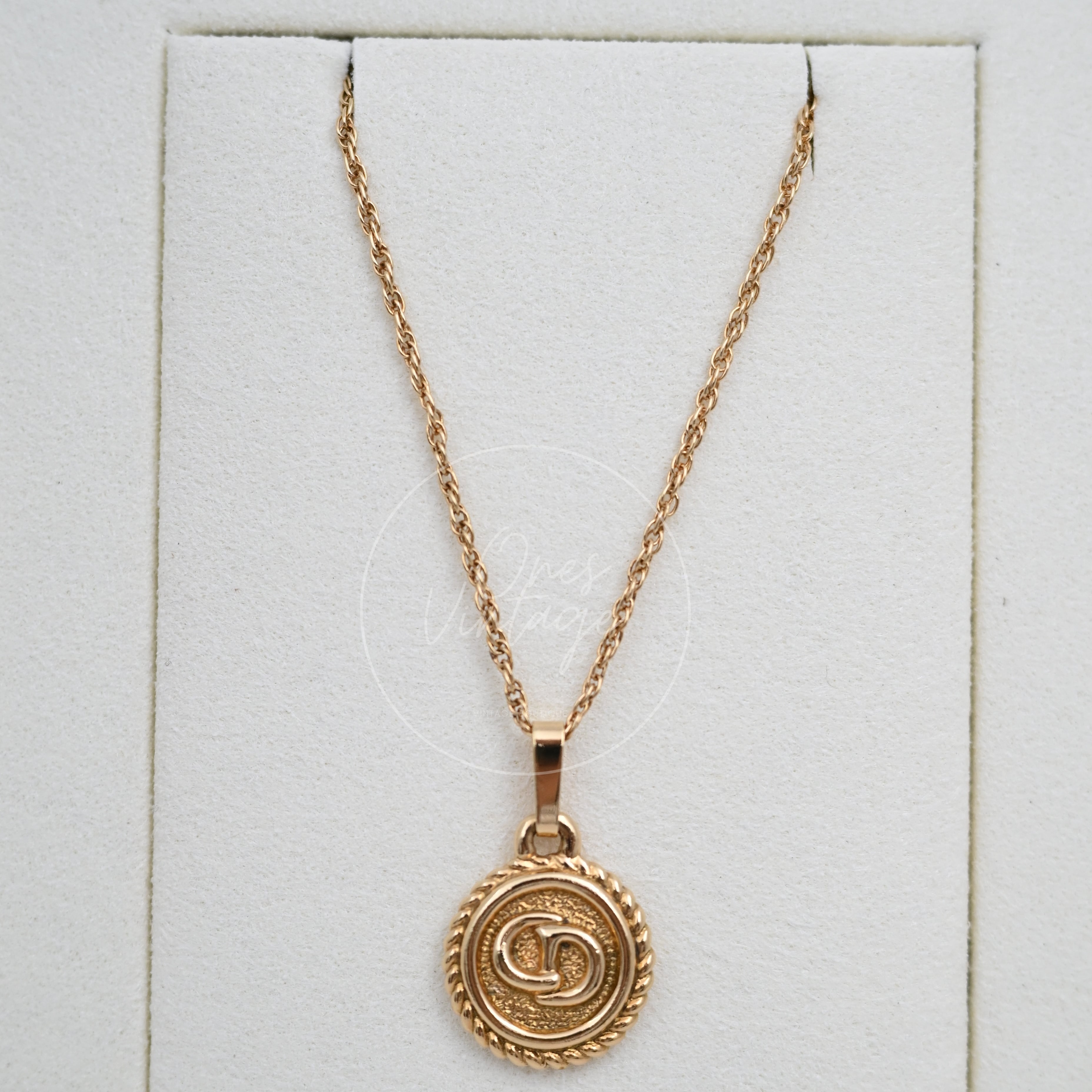 [Pre-owned] Dior Vintage Circle CD Logo Gold Necklace