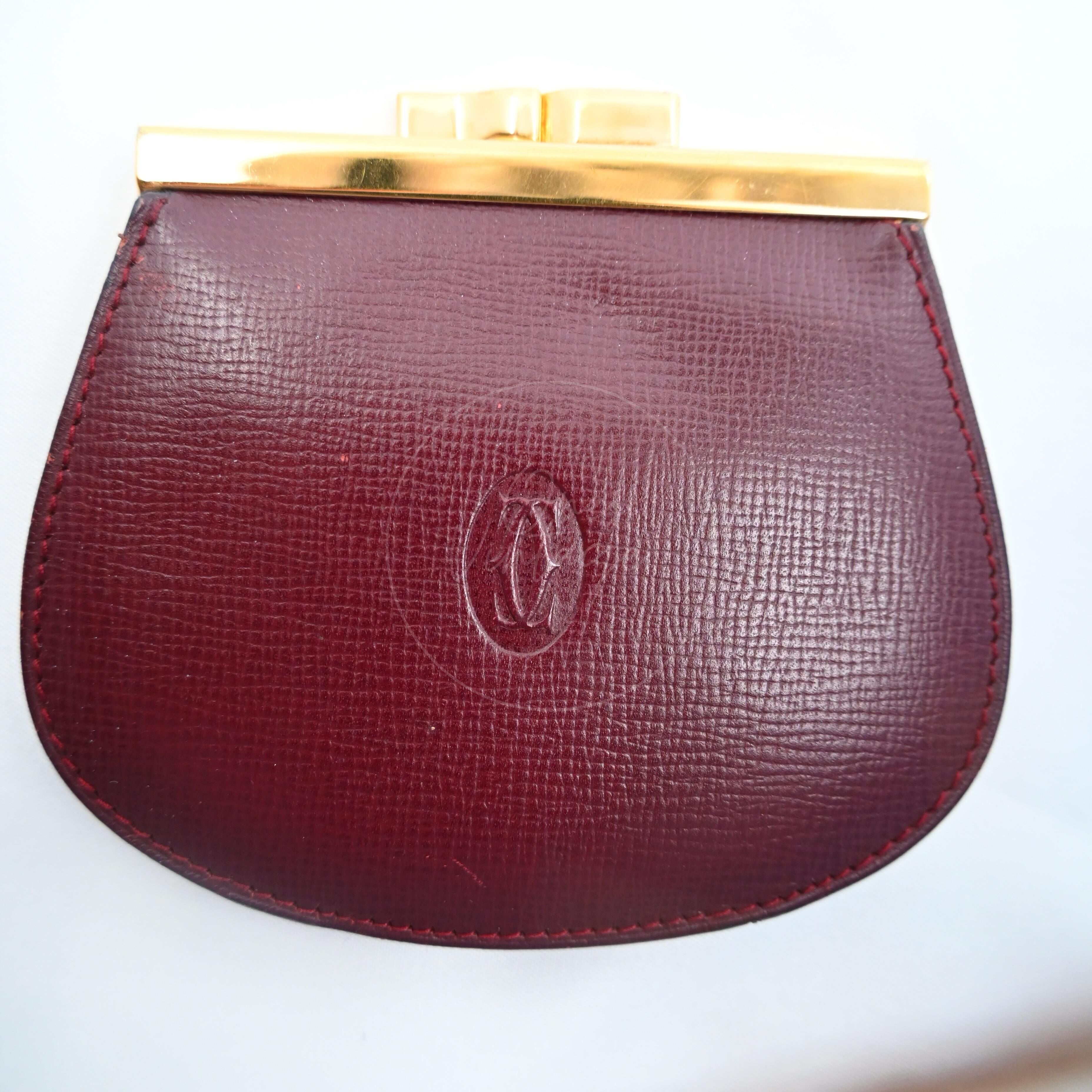 [Pre-owned] Cartier Mastline Bordeaux Red Coin Case Small Purse