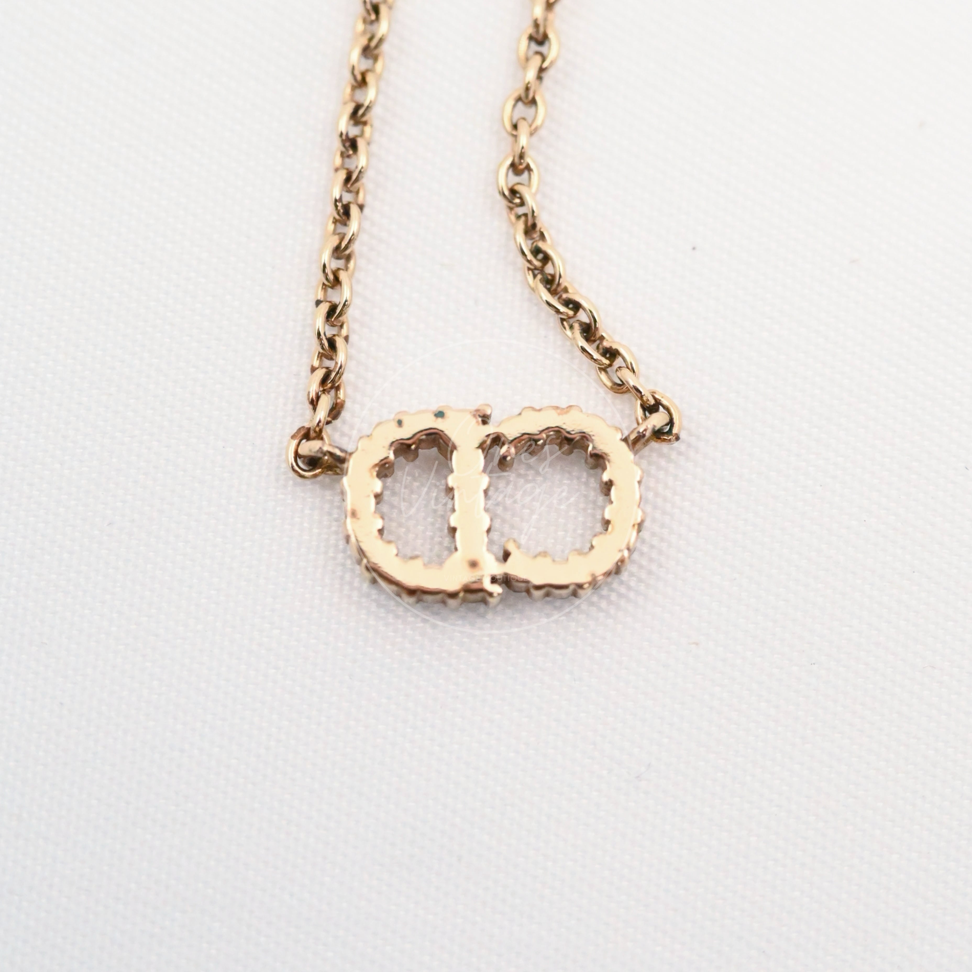 [Pre-owned] Dior Clair D Lune Crystal Gold Necklace