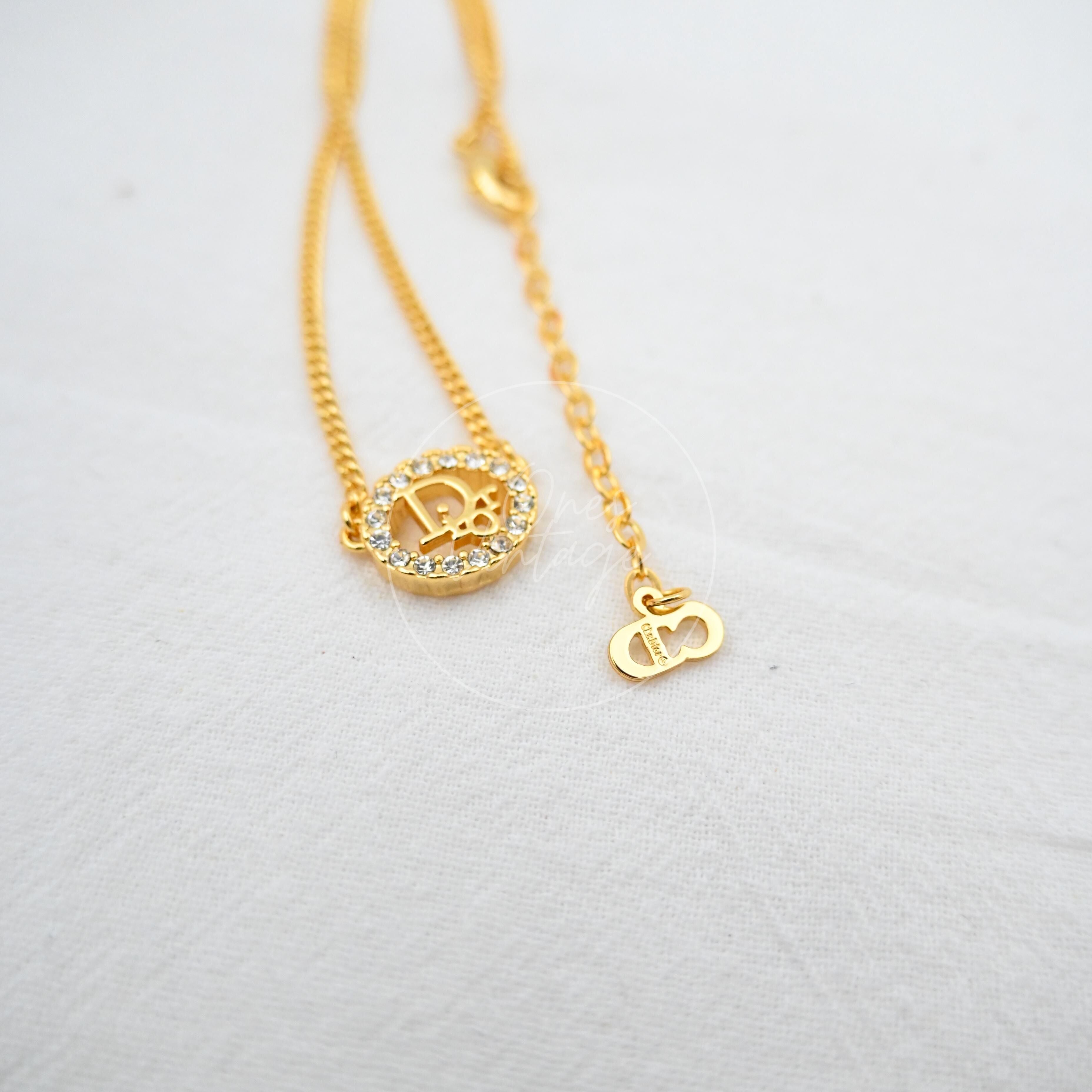 [Pre-owned] Christian Dior Crystal-embellished Logo-pendant Necklace