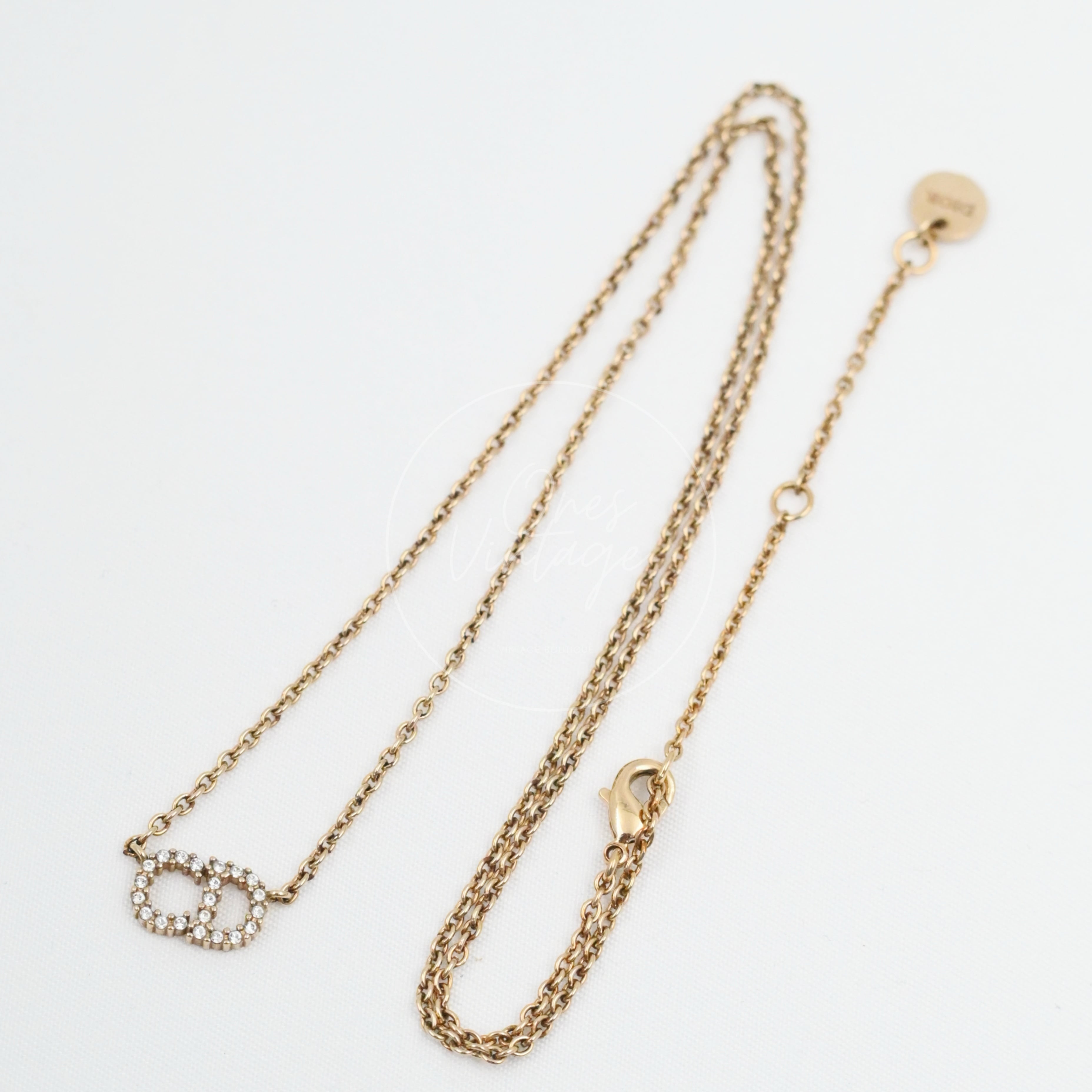 [Pre-owned] Dior Clair D Lune Crystal Gold Necklace