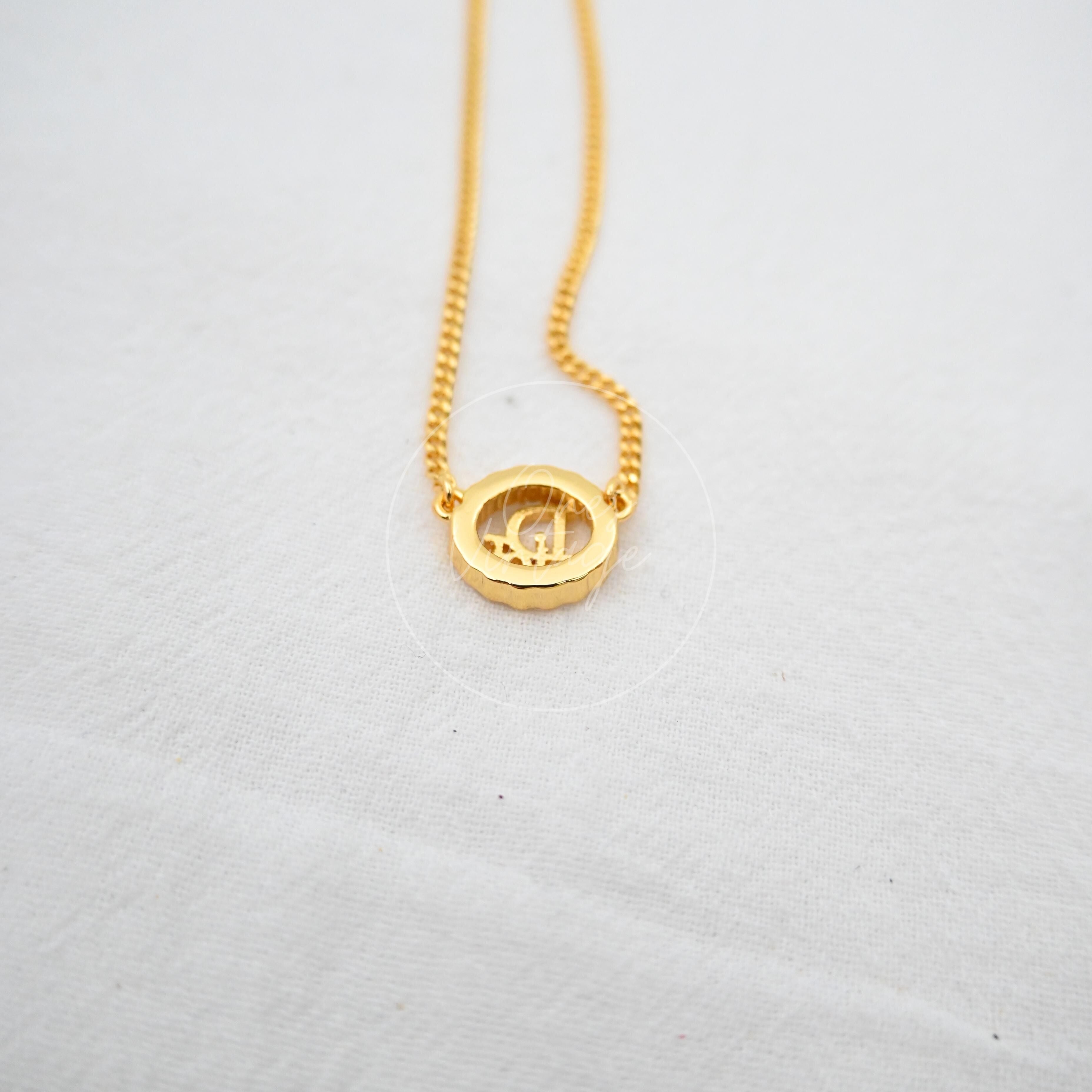 [Pre-owned] Christian Dior Crystal-embellished Logo-pendant Necklace
