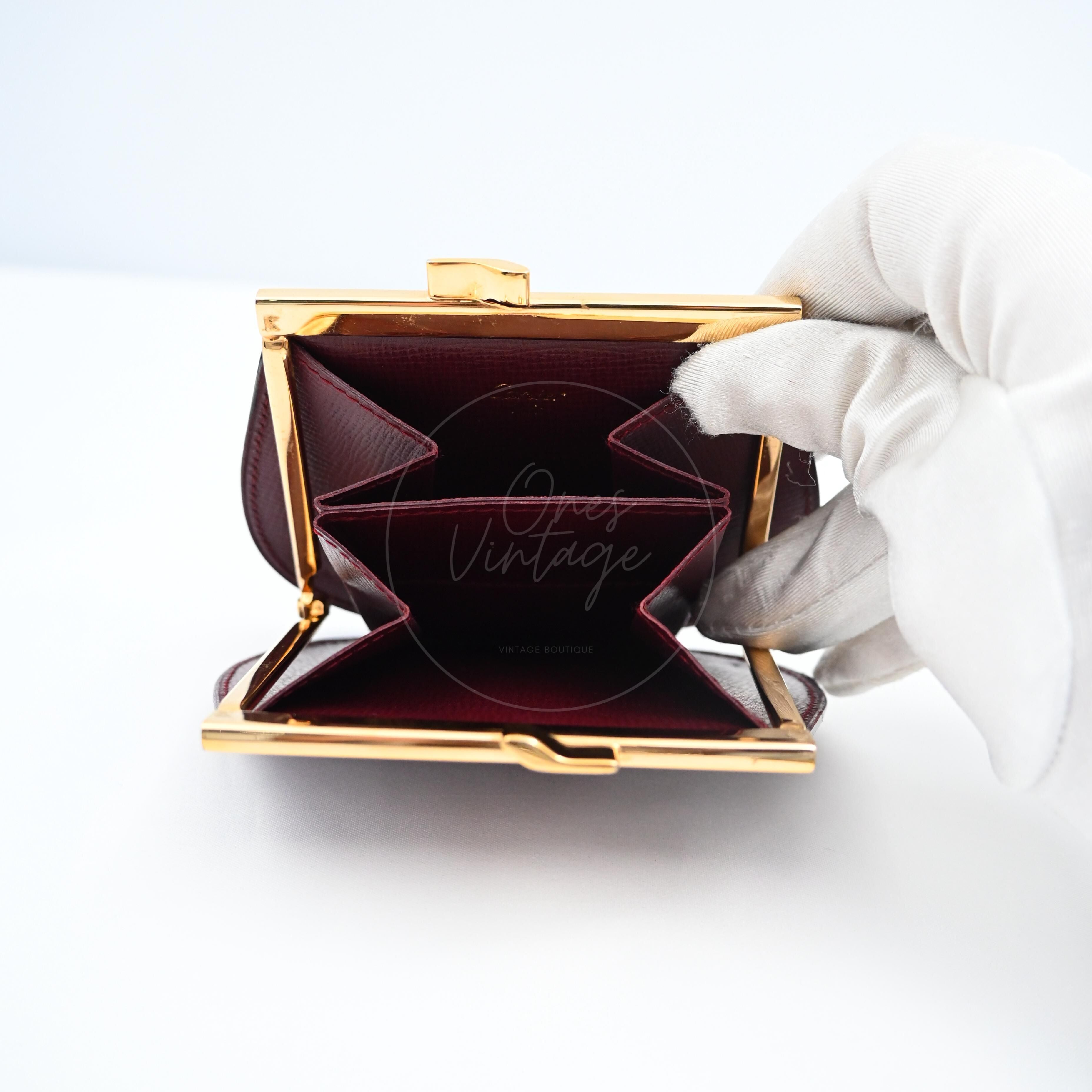 [Pre-owned] Cartier Mastline Bordeaux Red Coin Case Small Purse