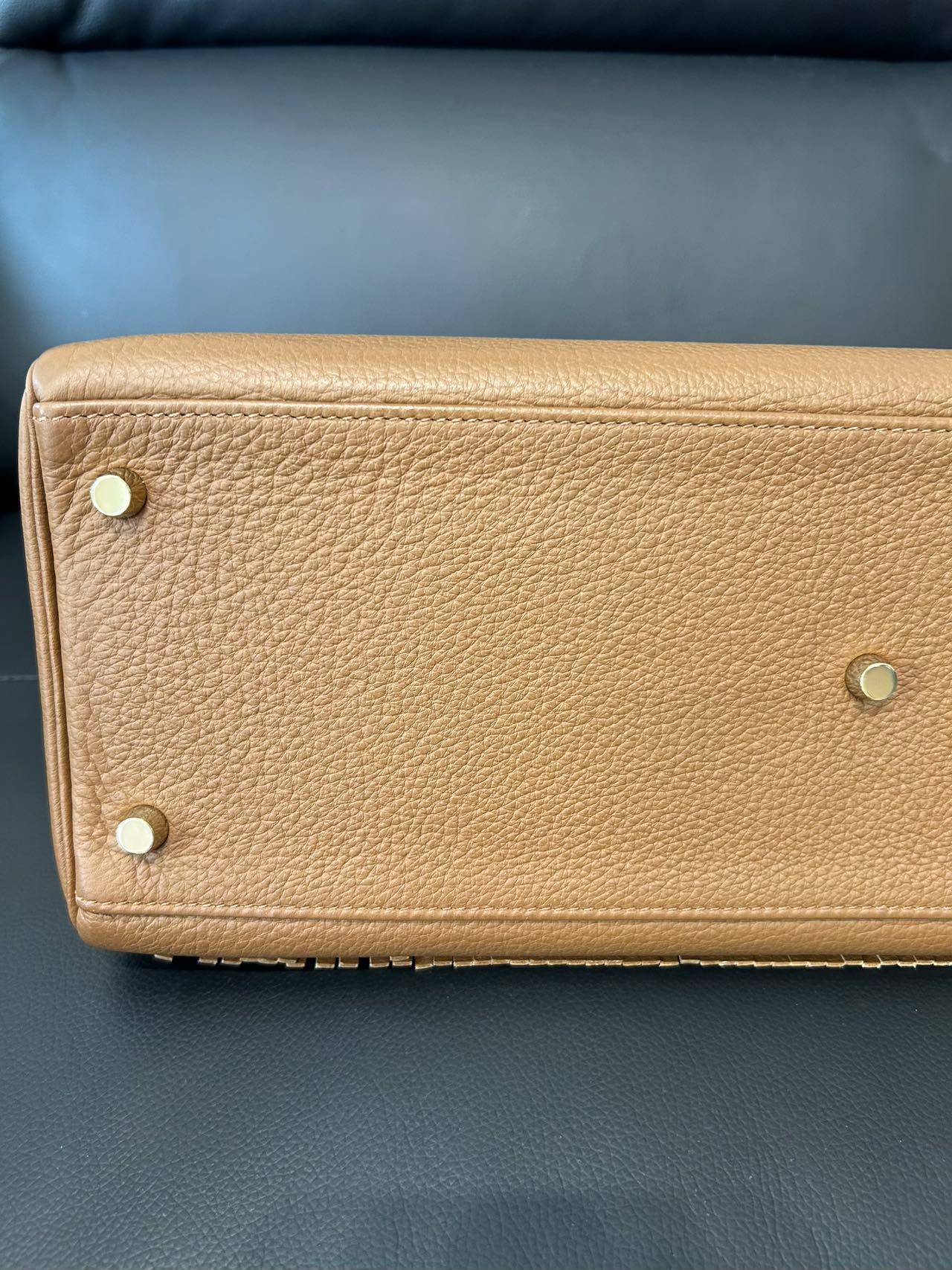 Hermes Kelly shoulder fringe Milk Tea