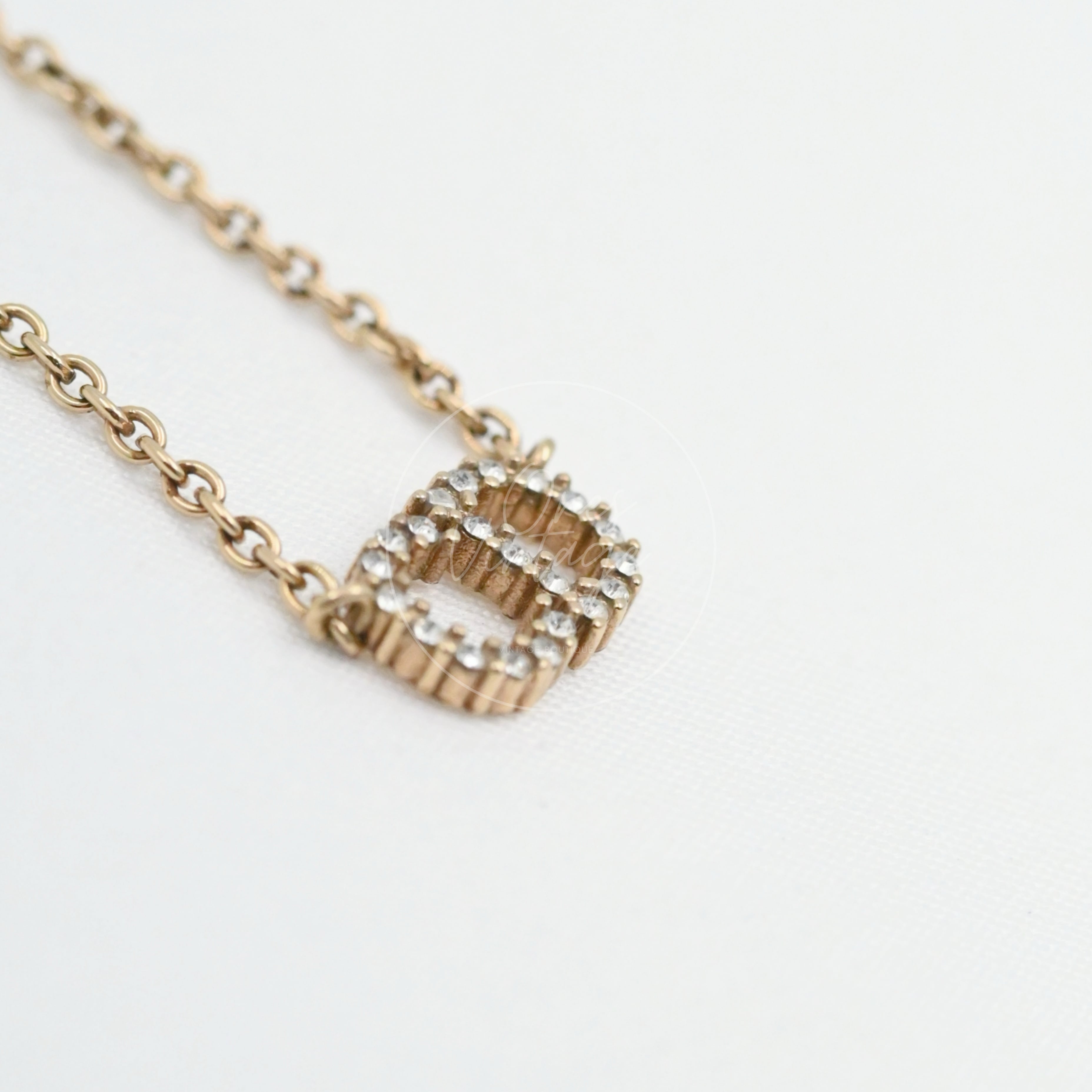 [Pre-owned] Dior Clair D Lune Crystal Gold Necklace