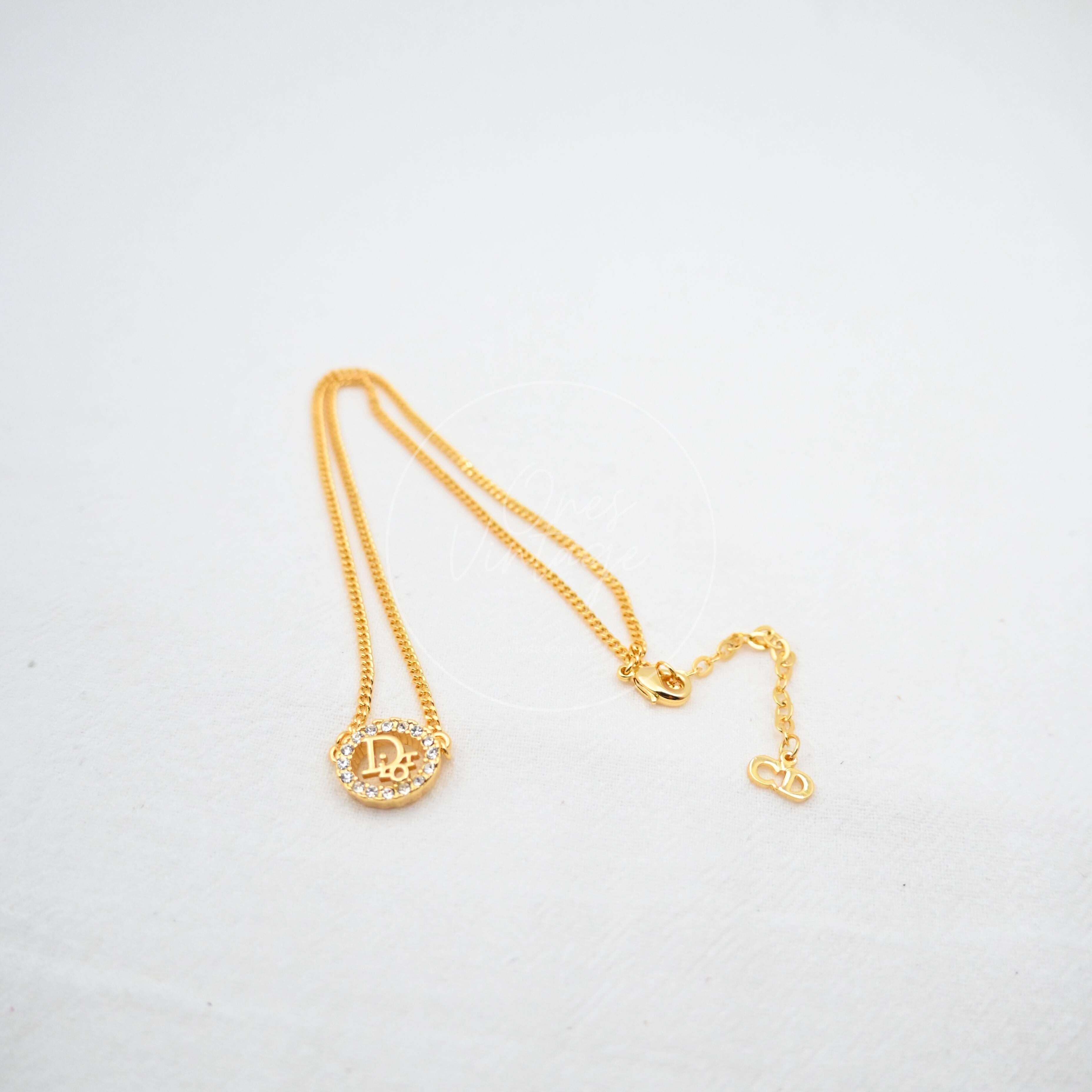 [Pre-owned] Christian Dior Crystal-embellished Logo-pendant Necklace