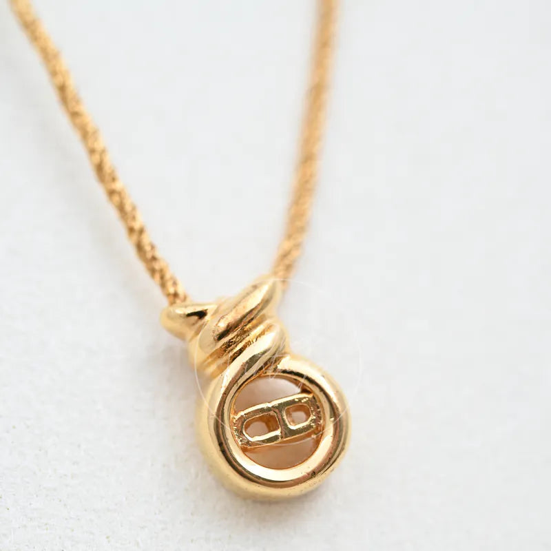 [Pre-owned] Dior Vintage Gold CD Logo Twist Knot Necklace