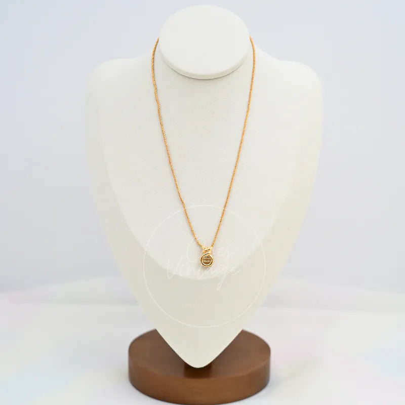 [Pre-owned] Dior Vintage Gold CD Logo Twist Knot Necklace