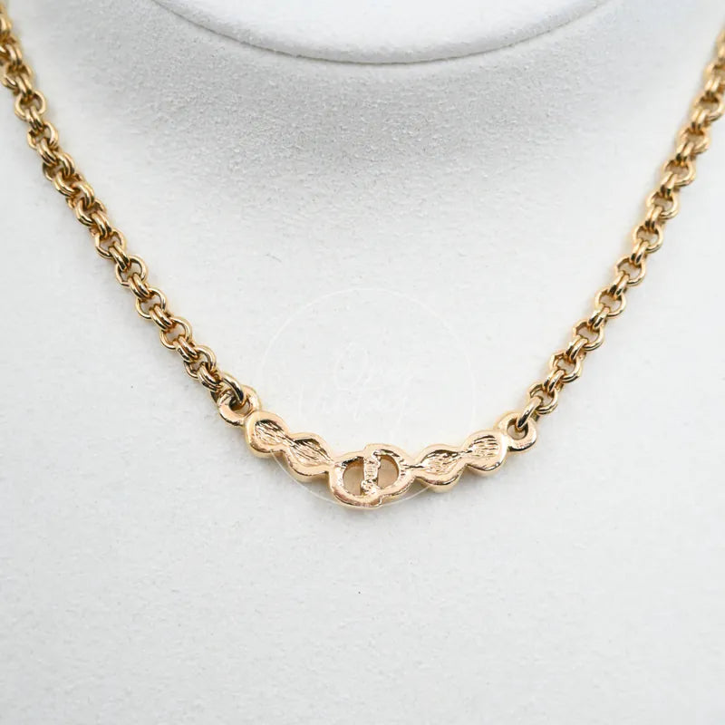 [Pre-owned] Christian Dior CD Logo Rhinestone Necklace