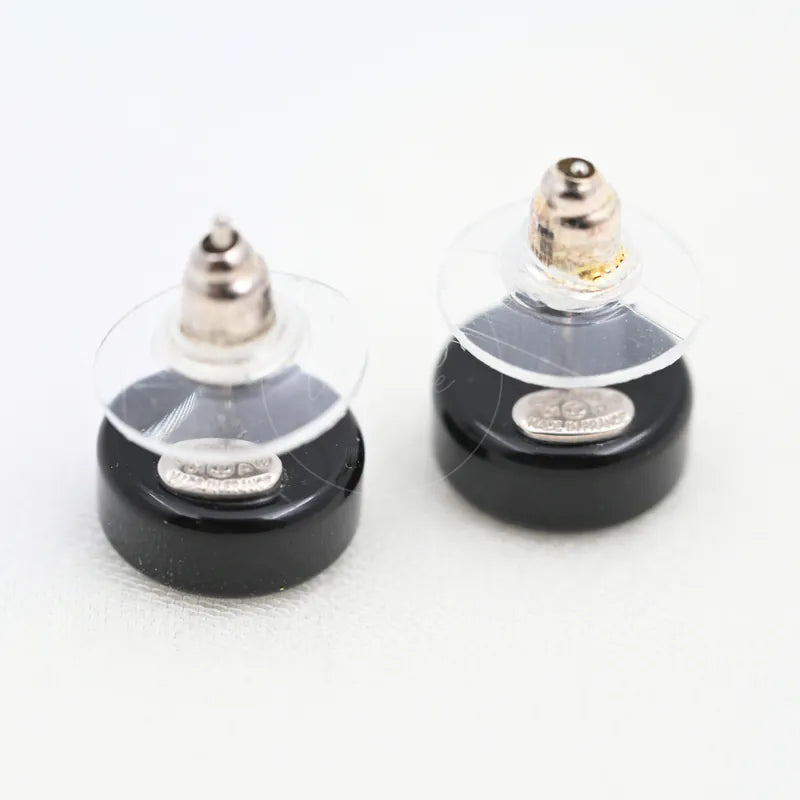 [Pre-owned] Chanel CC Mark Logo Mirror Circle Round Earrings